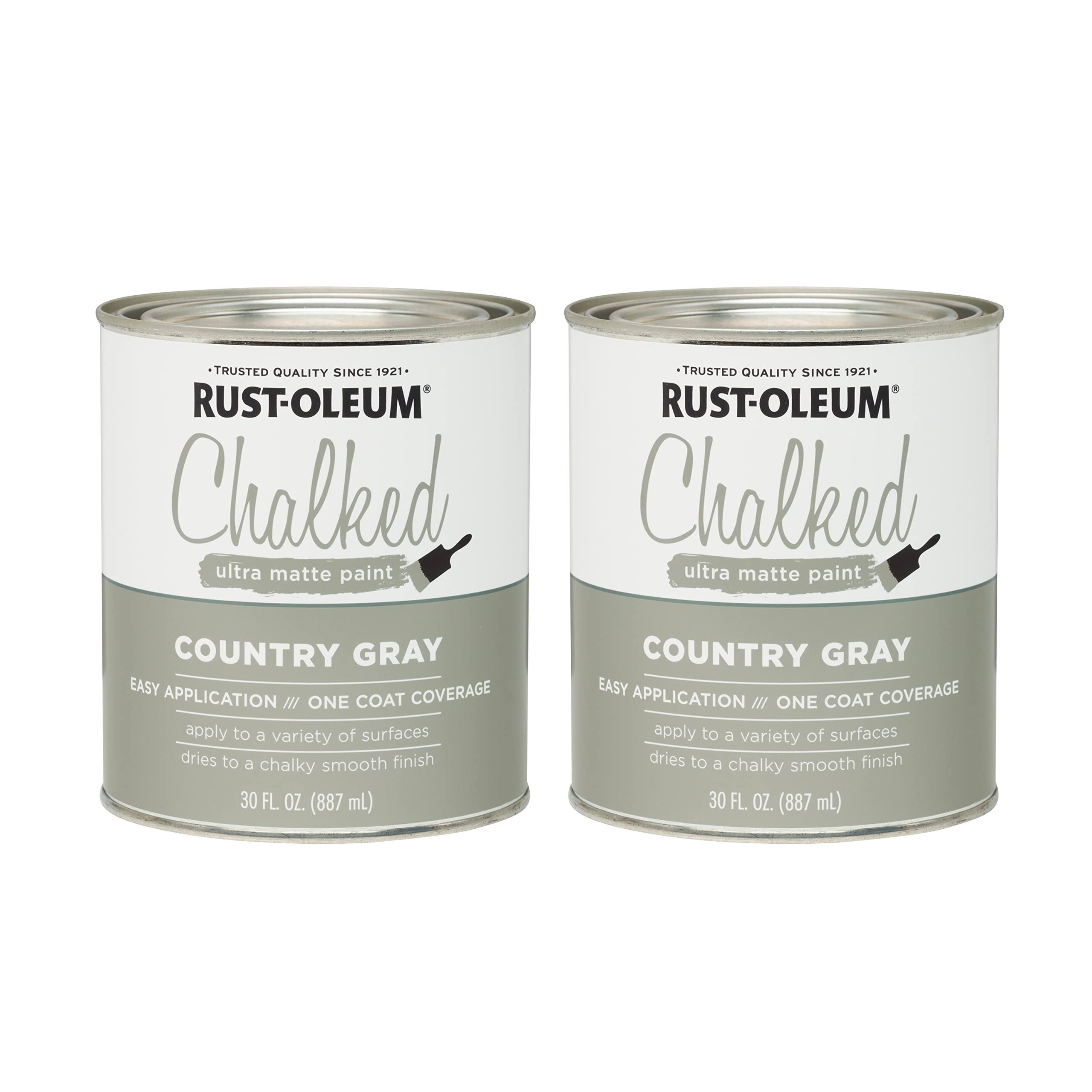 Rust-Oleum 285141-2PK Ultra Matte Interior Chalked Paint, 30 oz, Country Gray, 2 Pack