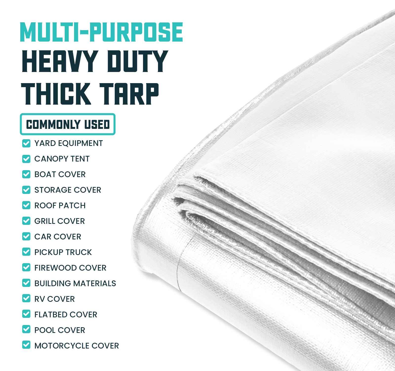 Core Tarps 10 ft. x 20 ft. White Polyethylene Classic 5 Mil Tarp, Waterproof, UV Resistant, Rip and Tear Proof