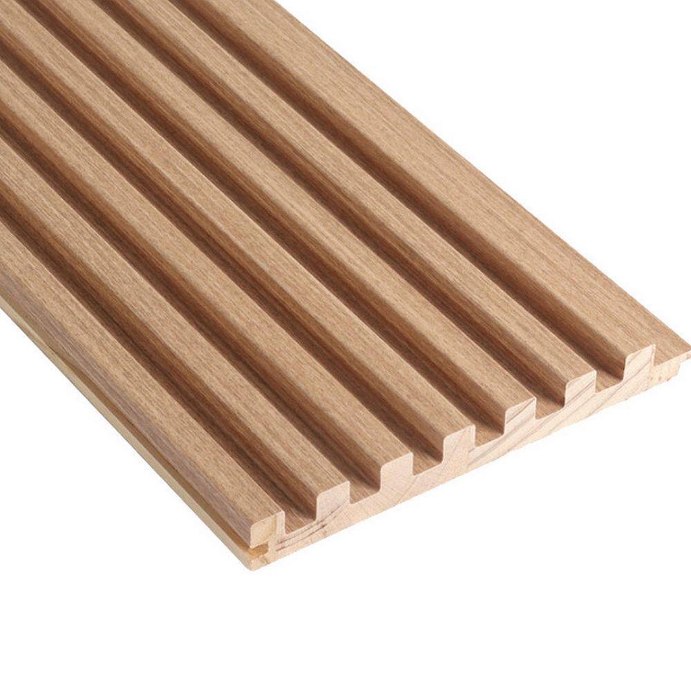 Ejoy 106 in. x 6 in x 0.5 in. Solid Wood Wall 7 Grid Cladding Siding Board in Light Oak Color (Set of 4-Piece)