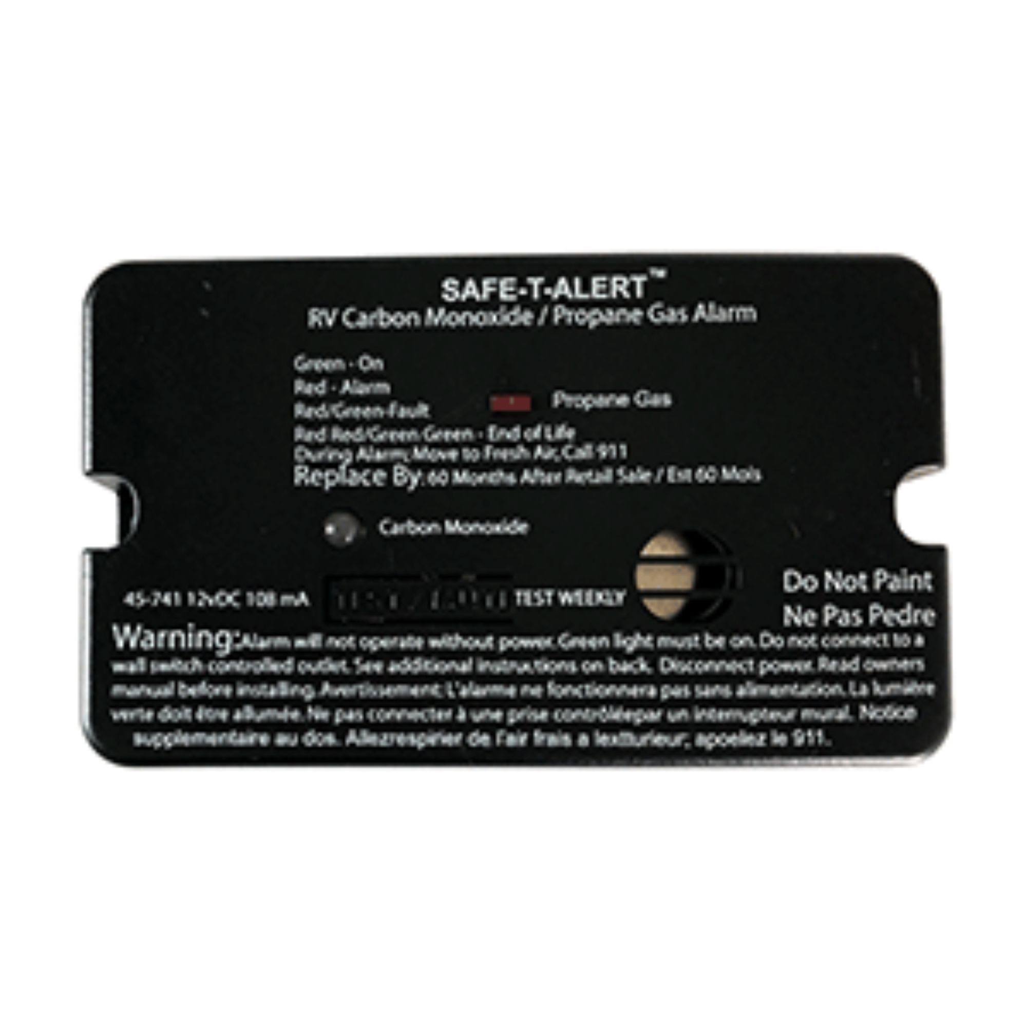 Safe-T Alert 45-741-BL 45 Series Combo Carbon Monoxide Propane Alarm Surface Mount Black