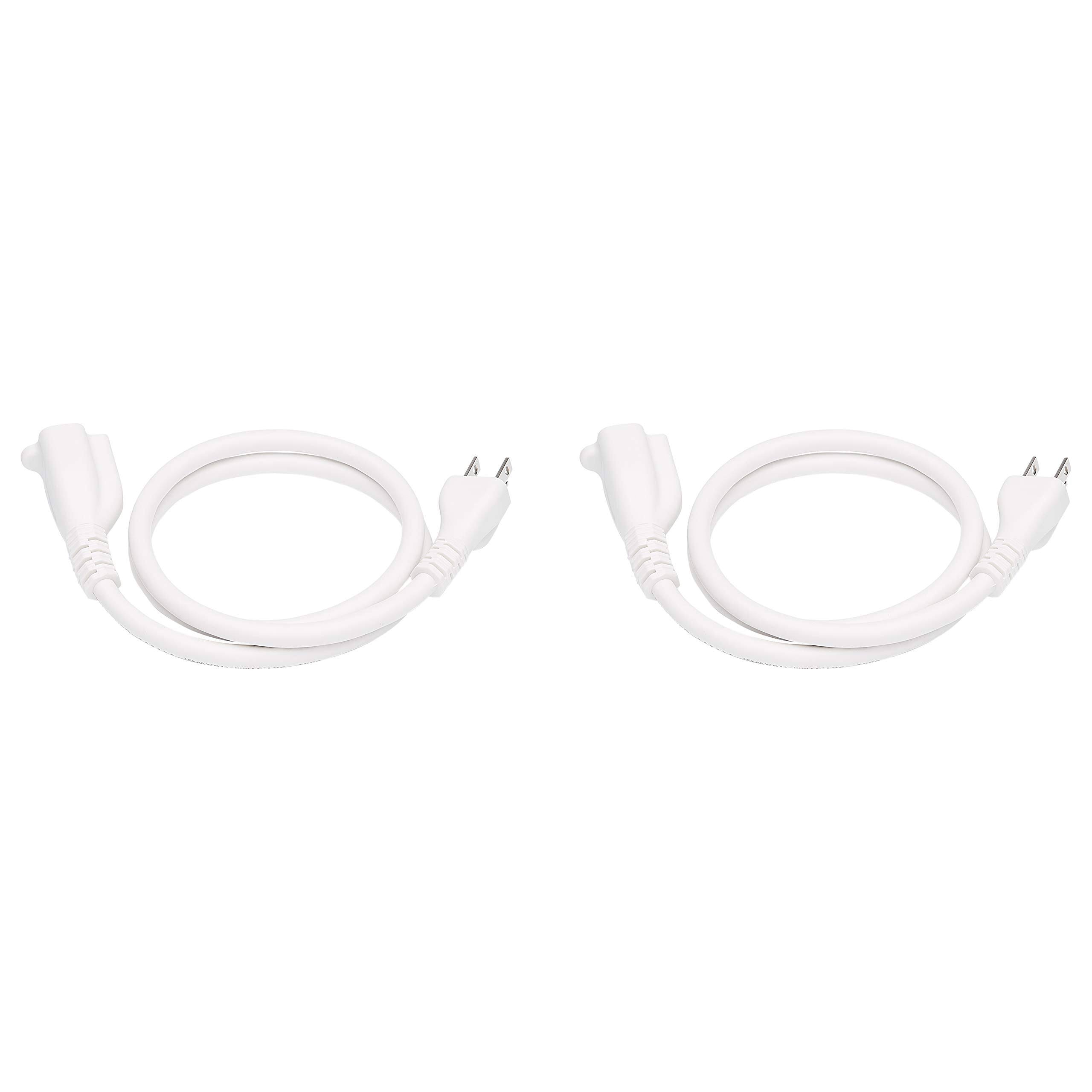 Amazon Basics Extension Cord, 13 Amps, 125V, 3 Foot, White- Pack of 2