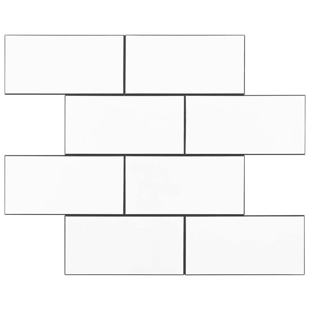 Peel&Stick Tile Whitestone White 12-in x 15-in Glossy Metal Brick Subway Peel and Stick Wall Tile (0.968-sq. ft/ Piece)