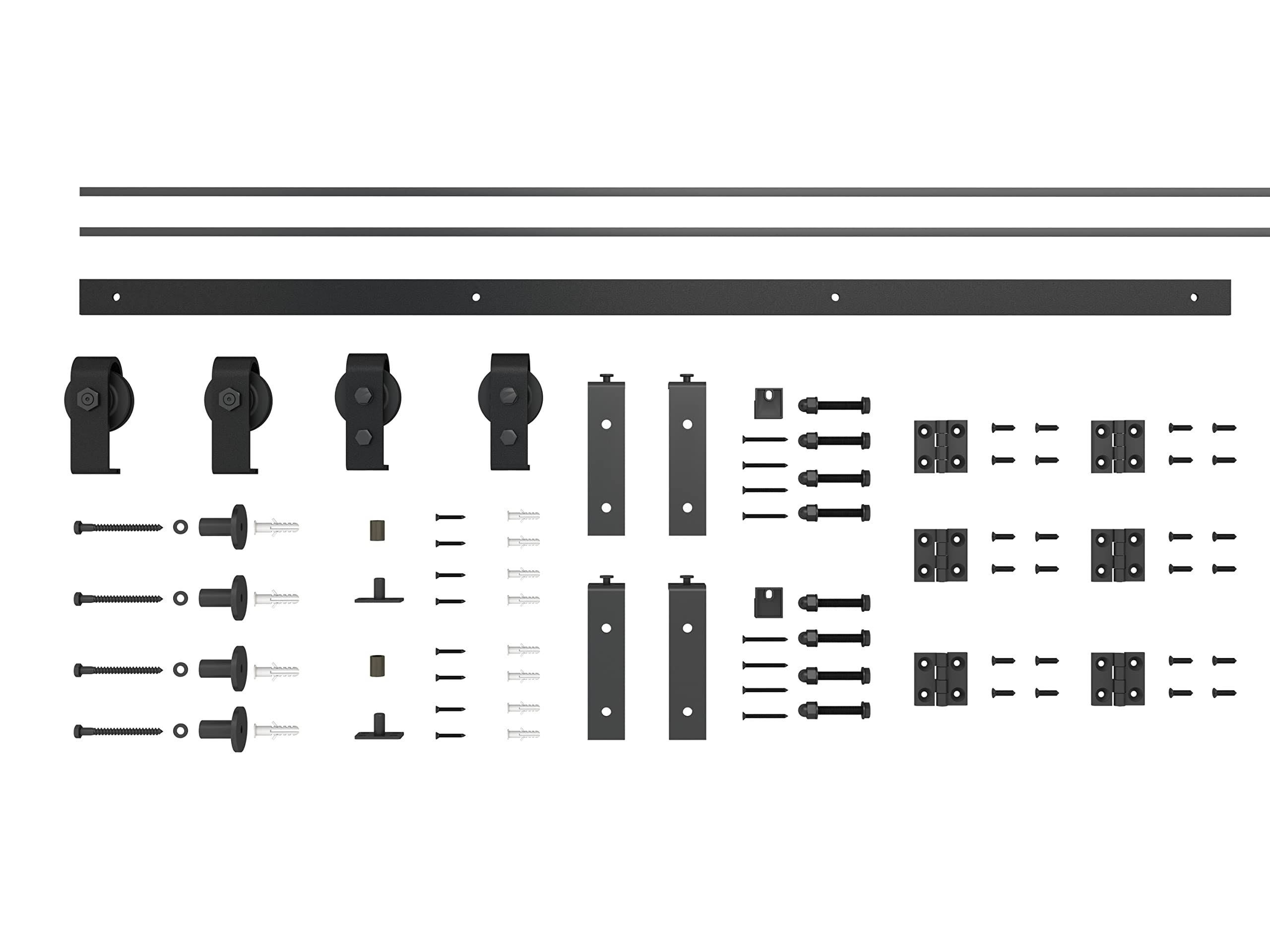 CALHOME 48 in. x 80 in. 1 Panel Shaker Primed MDF Composite Double Bi-Fold Barn Door with Sliding Hardware Kit, Primed White