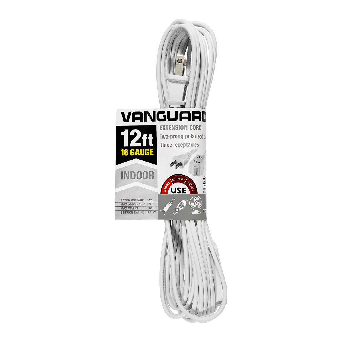 Vanguard 12 ft. x 16/2 Gauge Indoor Extension Cord, White