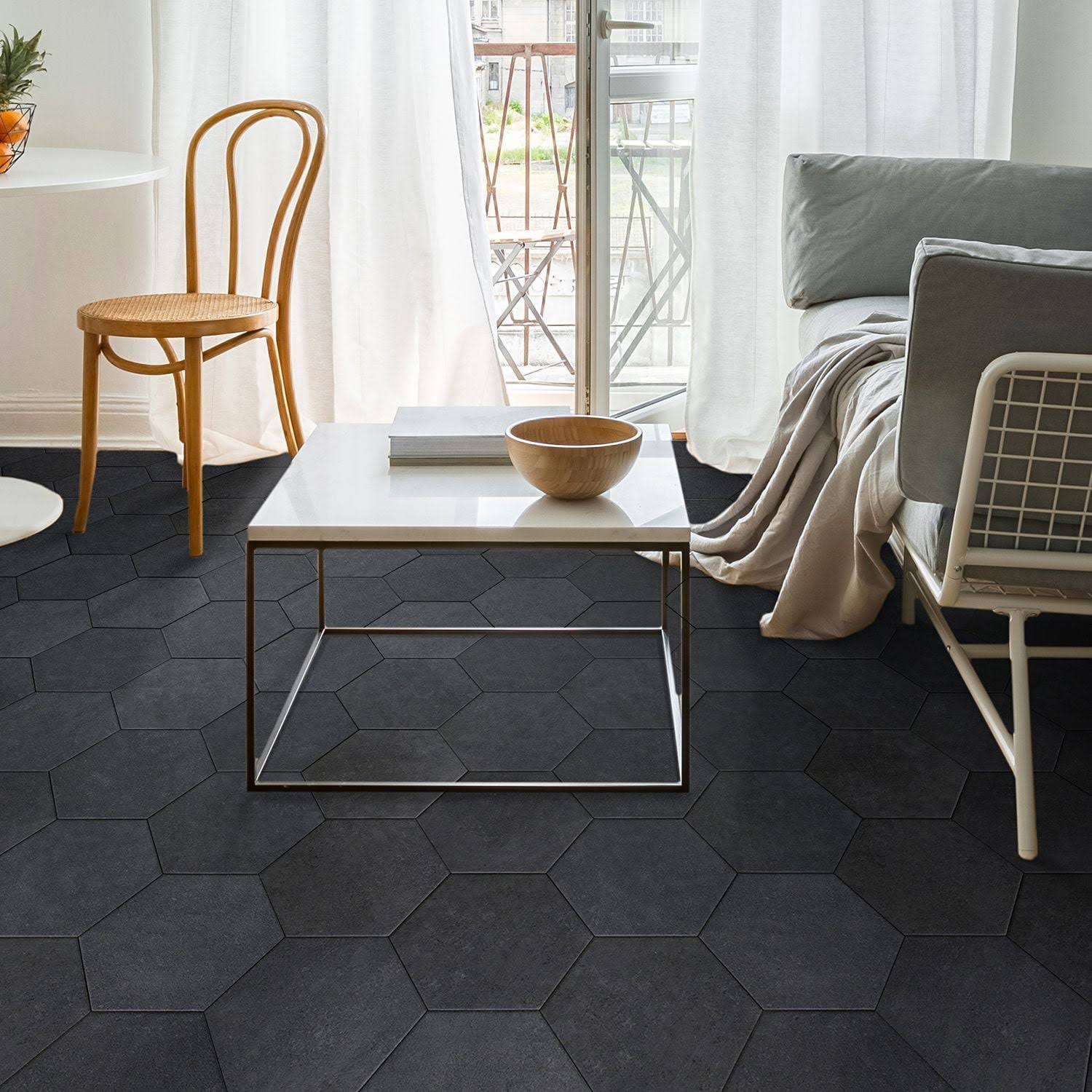 Ivy Hill Tile Sanskrit Black 9 in. Hex Matte Porcelain Floor and Wall Tile (20 Pieces 9.47 Sq. ft. / CASE)
