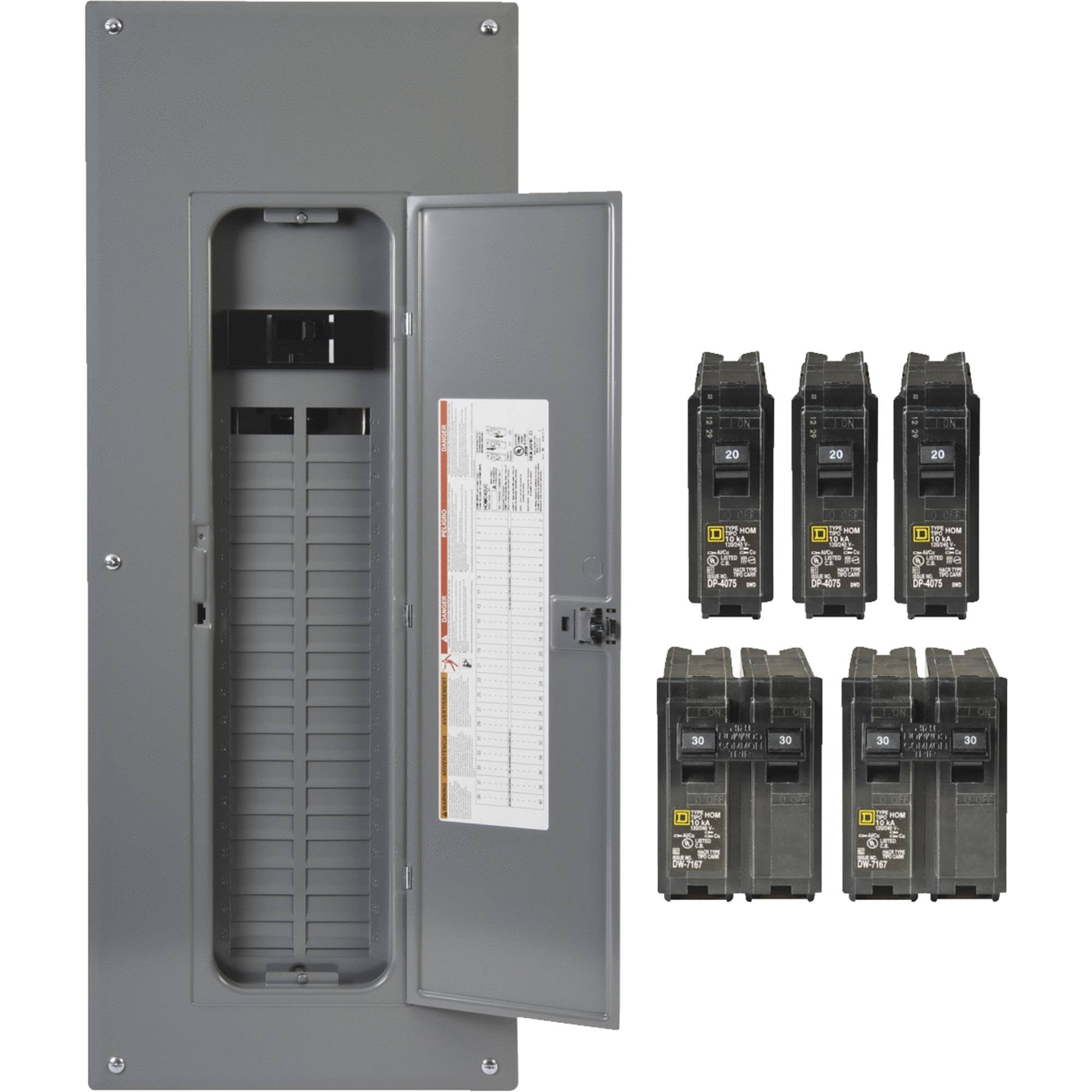 Square D HOM4080M200PCVP Homeline Indoor Main Breaker Load Center, 200 Amp 40-Space 80-Circuit