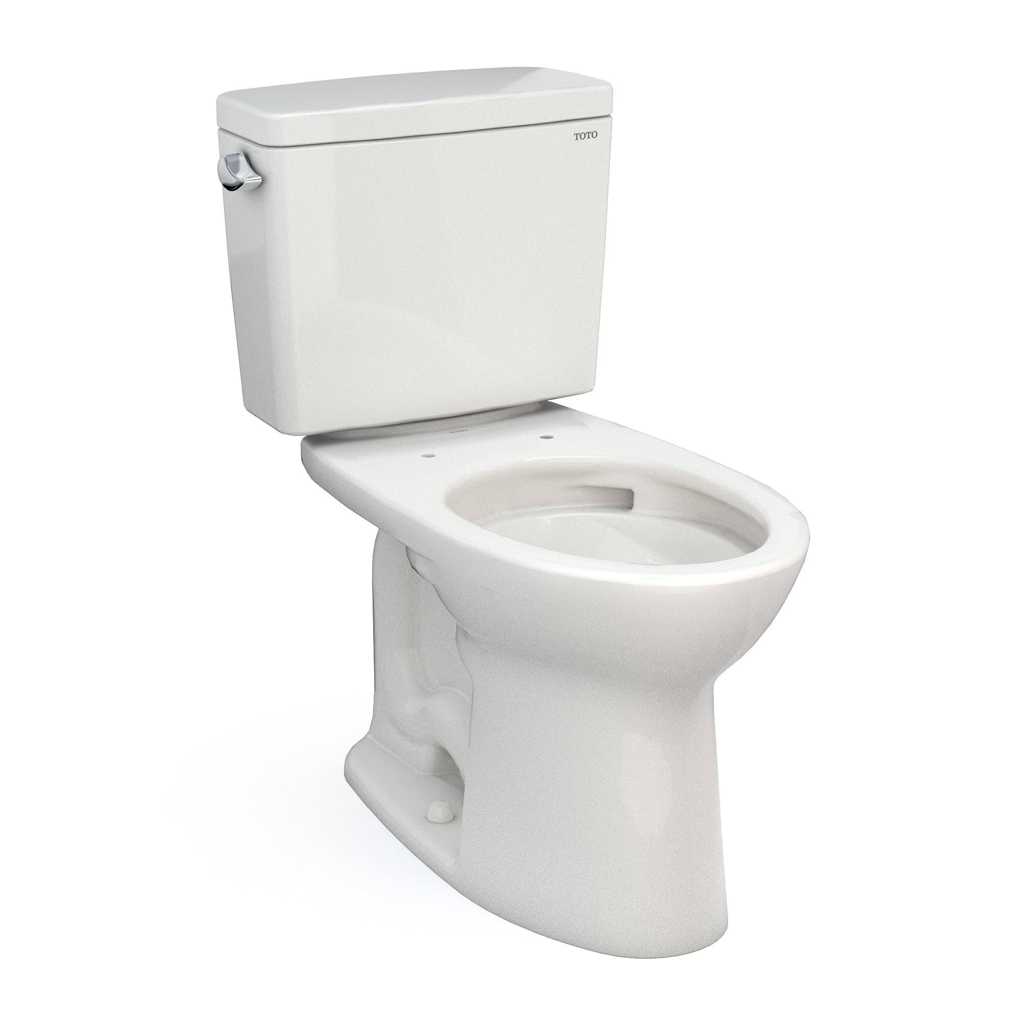 Toto CST776CEFG#11 Drake Two-Piece Elongated 1.28 GPF Universal Height Tornado Flush Toilet with CeFiONtect , Colonial White