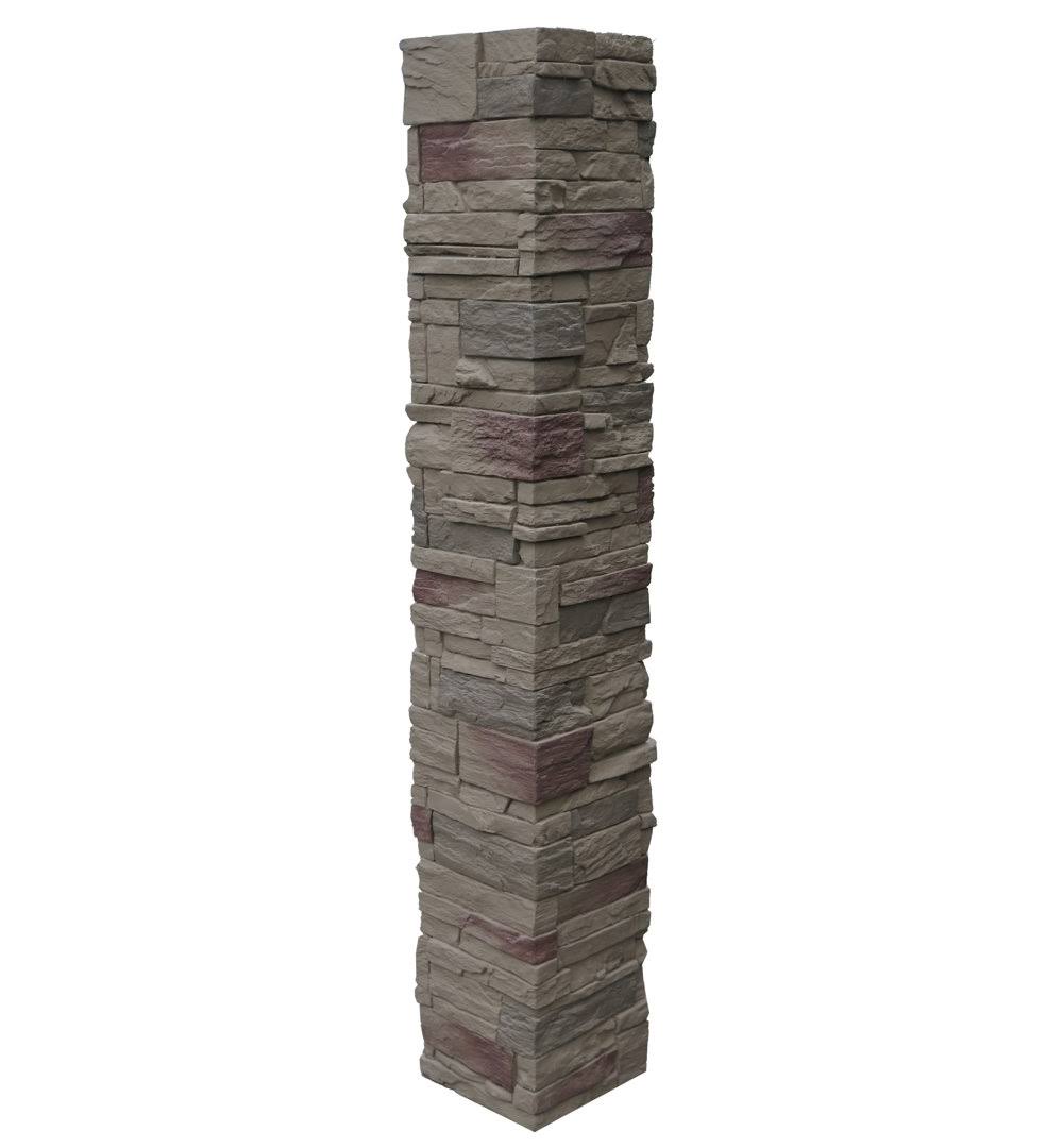NextStone Country Ledgestone 8 in. x 8 in. x 47 in. Teton Buff Polyurethane Faux Stone 2-Piece Split Post Cover