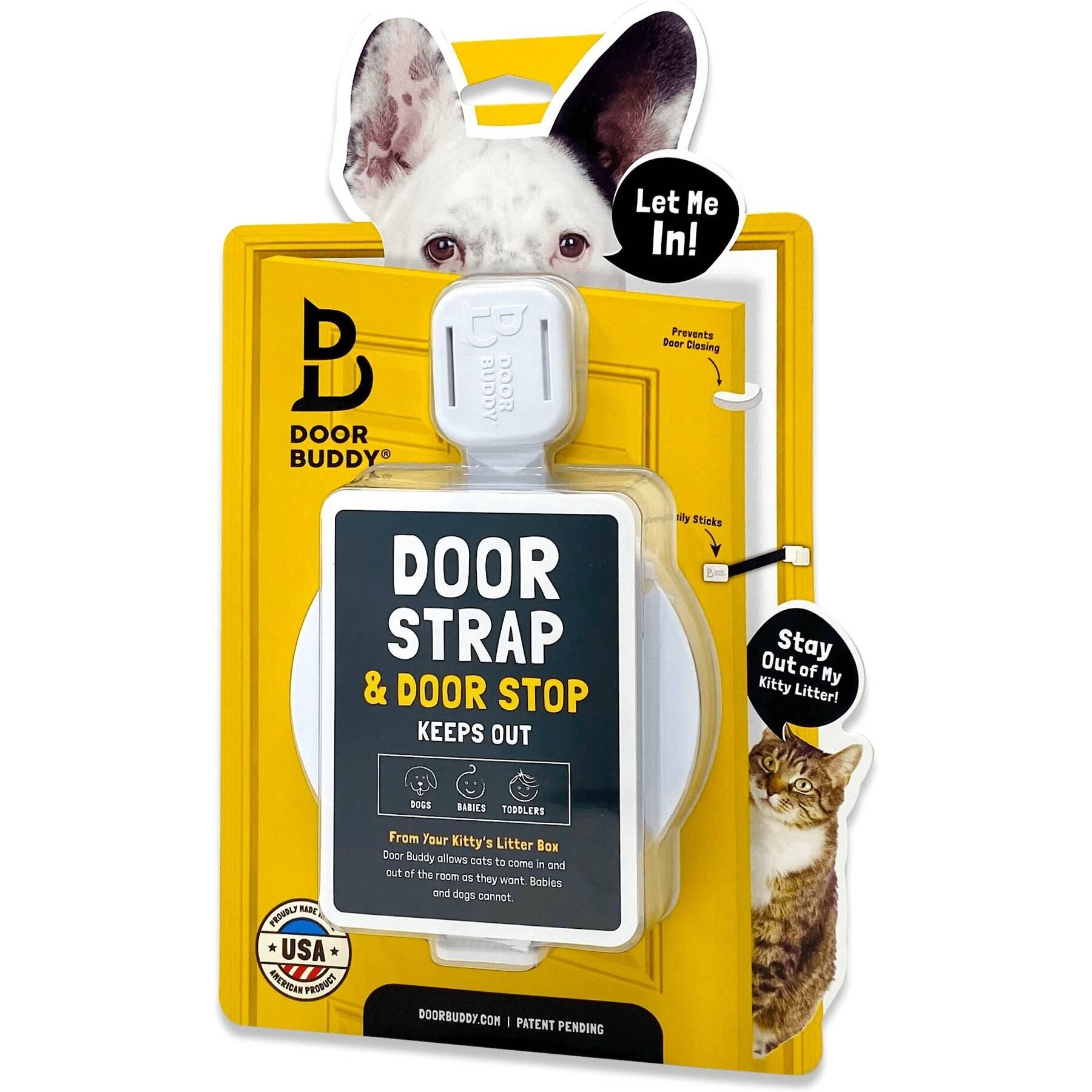 Door Buddy Door Latch Plus Door Stopper. Dog Proof Cat Litter Box and