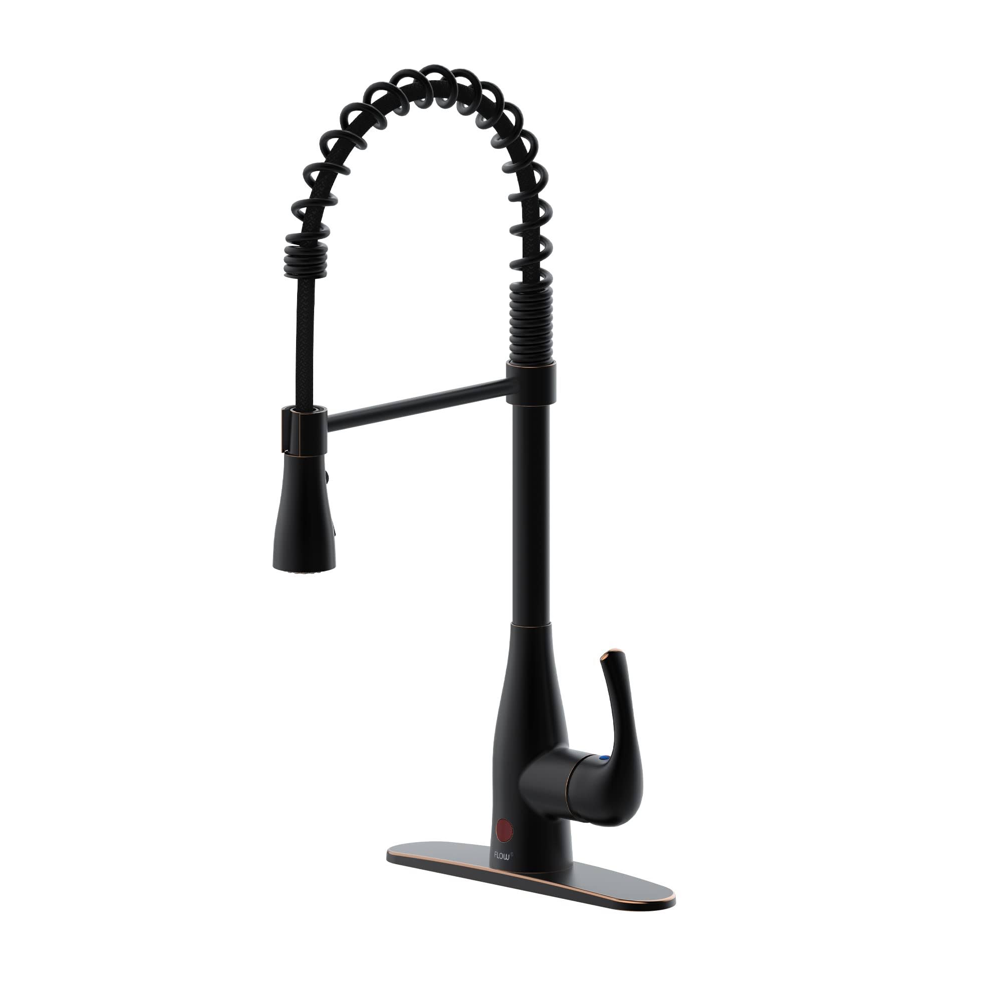 Flow Motion Activated Single-Handle Pull-Down Spring Neck Sprayer Kitchen Faucet in Oil Rubbed Bronze