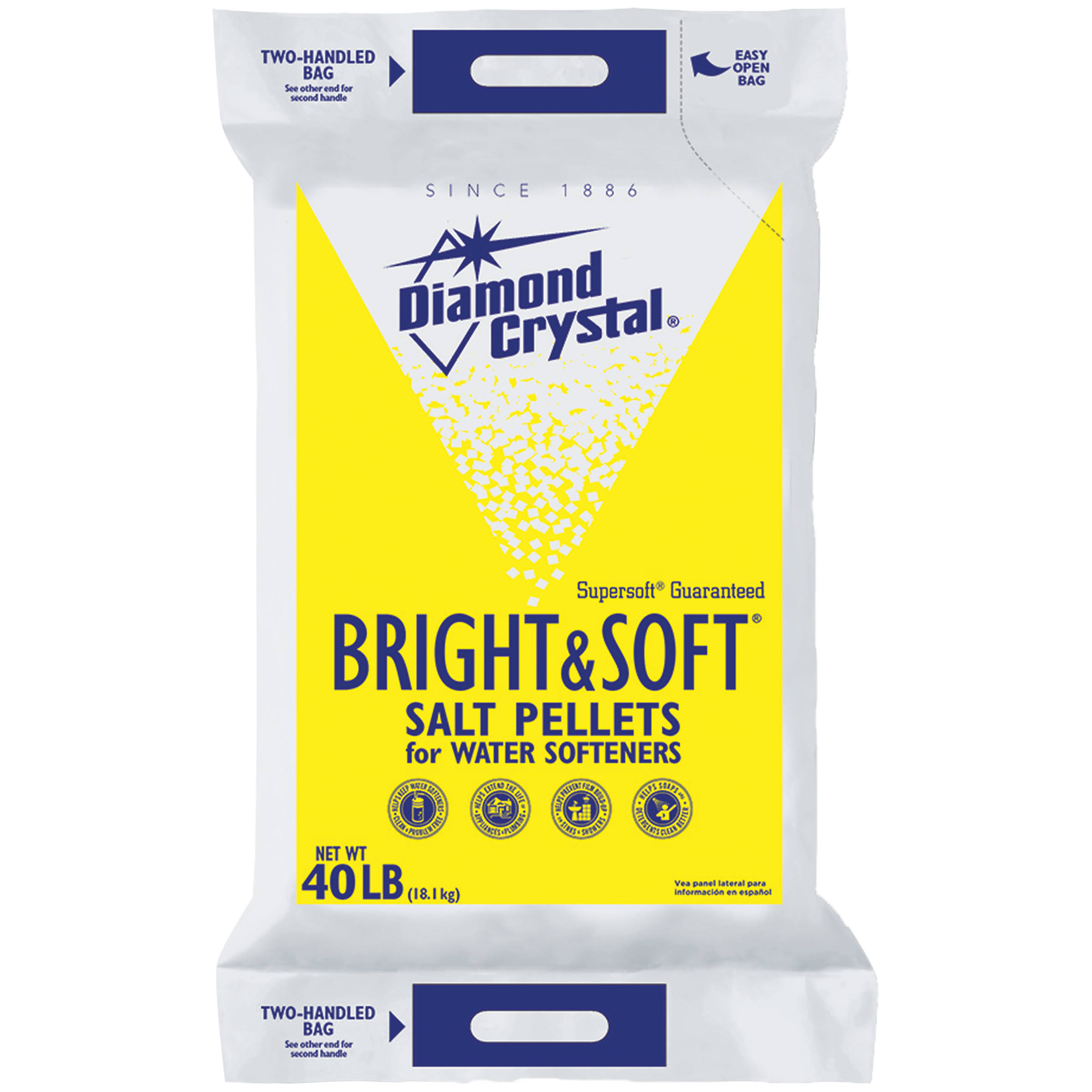 Diamond Crystal Water Softener Salt Pellets, White- 40 lb bag