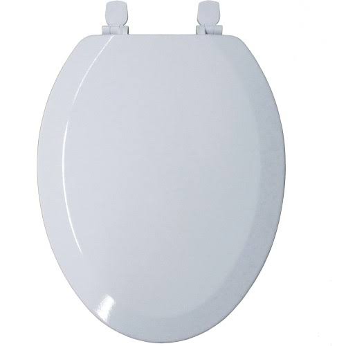 Mainstays Easy Clean White Elongated Wood Toilet Seat- Each