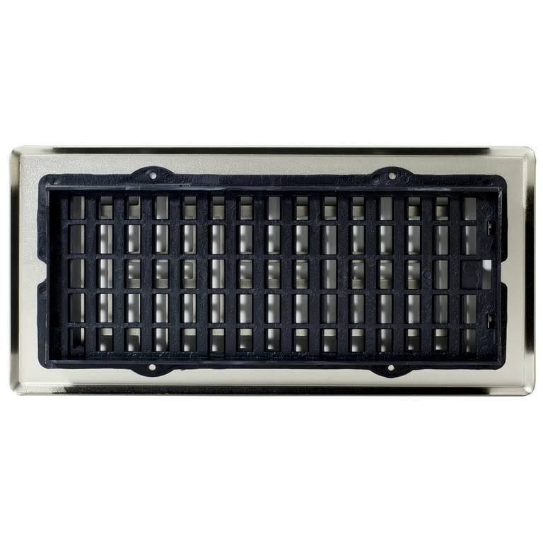 Decor Grates 4 in. x 10 in. Steel Brushed Nickel Oriental Design Floor Register