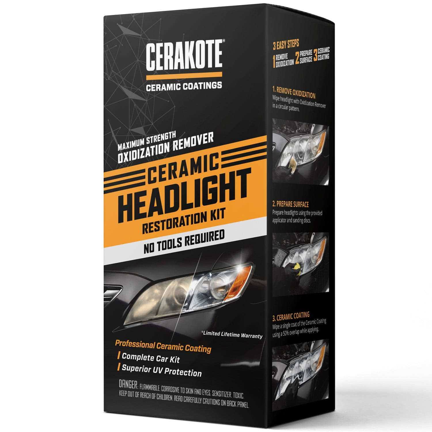 Cerakote Ceramic Headlight Restoration Kit- Maximum Strength Oxidation Remover, Size: 1 Vehicle Kit