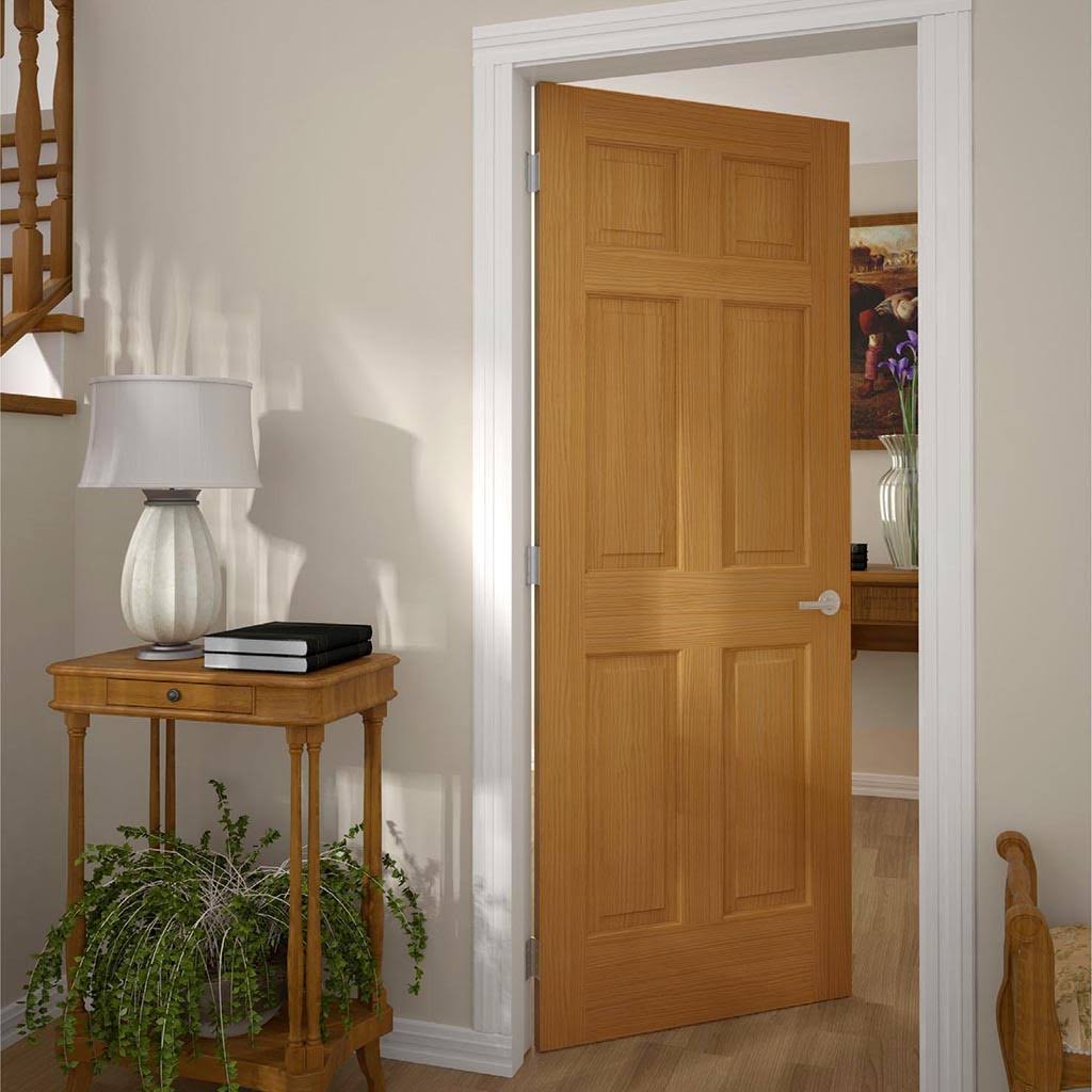 Kimberly Bay Colonial 6 Panel Solid Pine Wood Slab Interior Door Brown