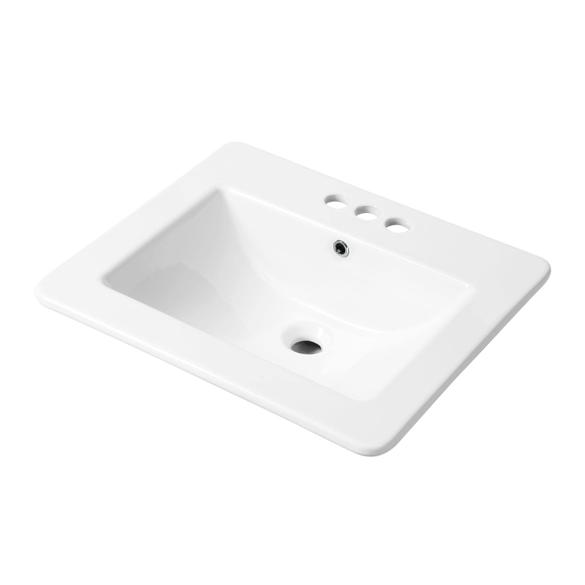 Allen + Roth White Drop-In Rectangular Bathroom Sink with Overflow Drain (21.26-in x 18.5-in) ML-20522