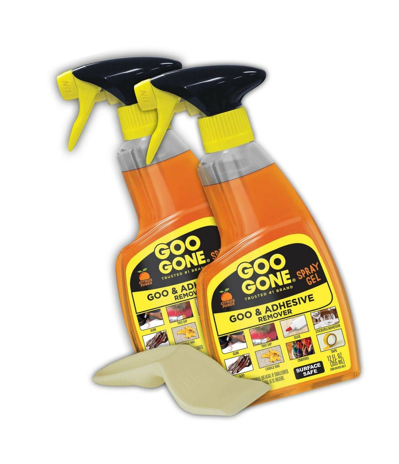 Goo Gone Adhesive Remover Spray Gel- 2 Pack and Sticker Lifter- Removes Chewin