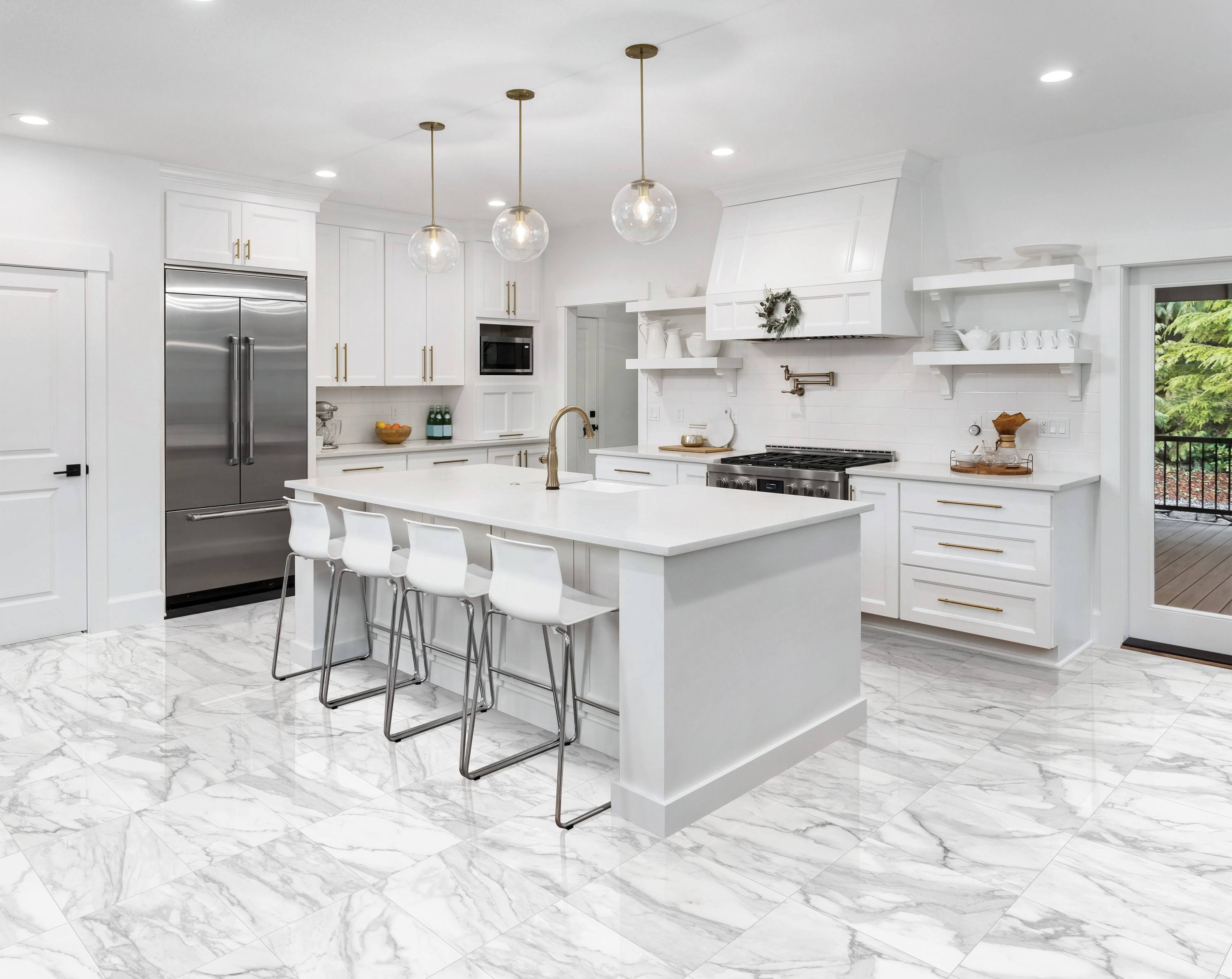 Satori Regent Statuario 24-in x 24-in Polished Porcelain Marble Look Floor and Wall Tile (3.87-sq. ft/ Piece)