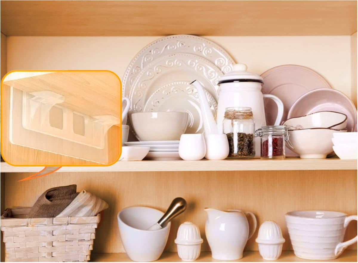 XATDOMESD Adhesive Shelf Bracket,Shelf Support Pegs for Shelves Kitchen Cabinet Book Closet Clapboard Layer,Double Row Reinforced Design, 4 Pack