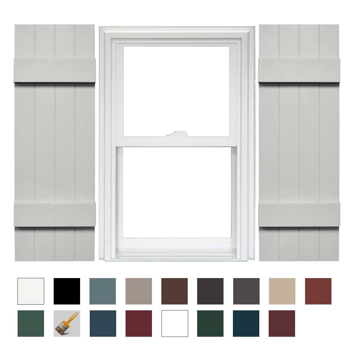 Mid America 4 Board and Batten Joined Vinyl Shutters (1 Pair)- 14 x 35 030 Paintable