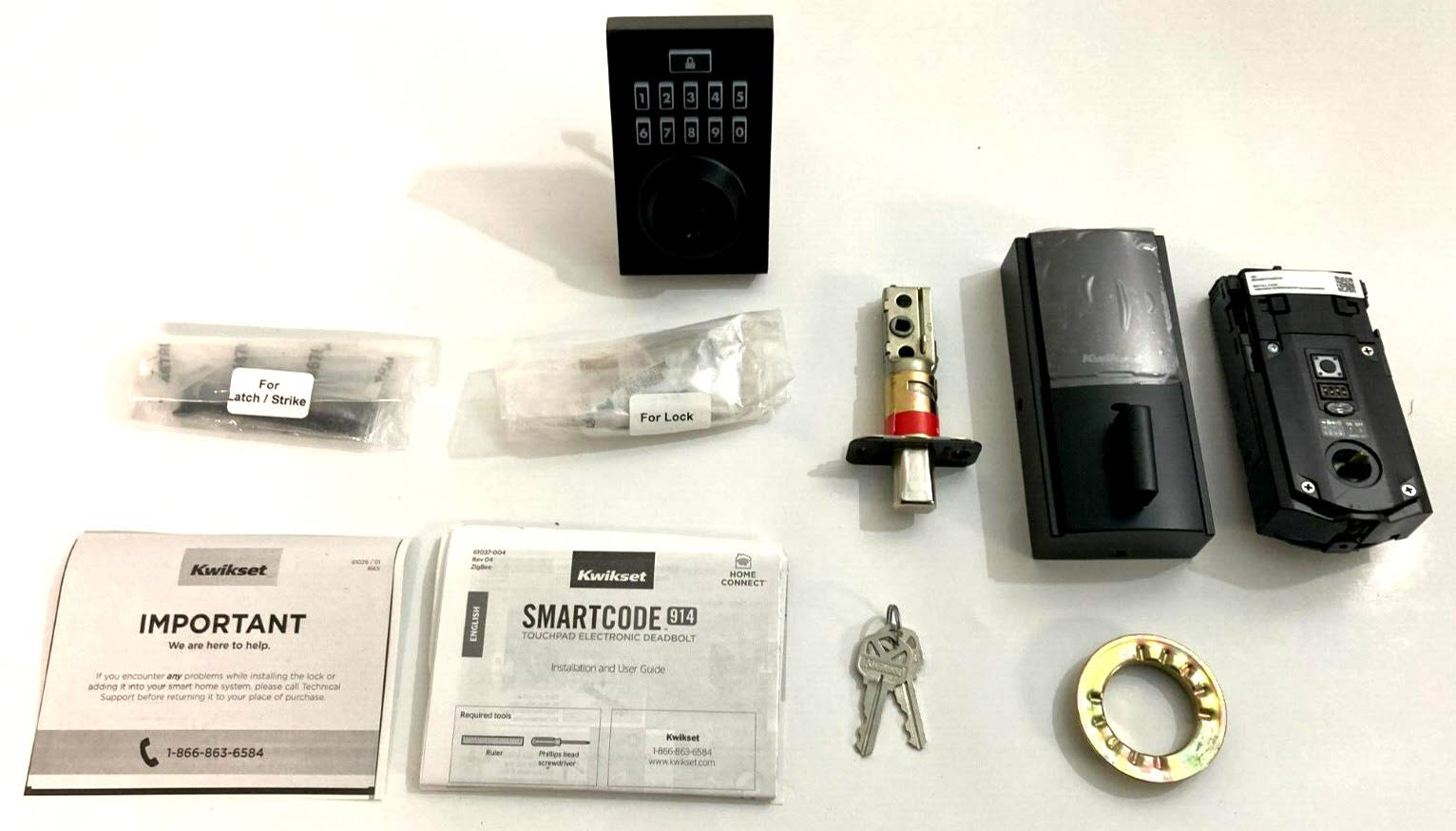 Kwikset SmartCode 914 Zigbee 3.0 Contemporary Matte Black Single Cylinder Electronic Deadbolt Featuring SmartKey Security