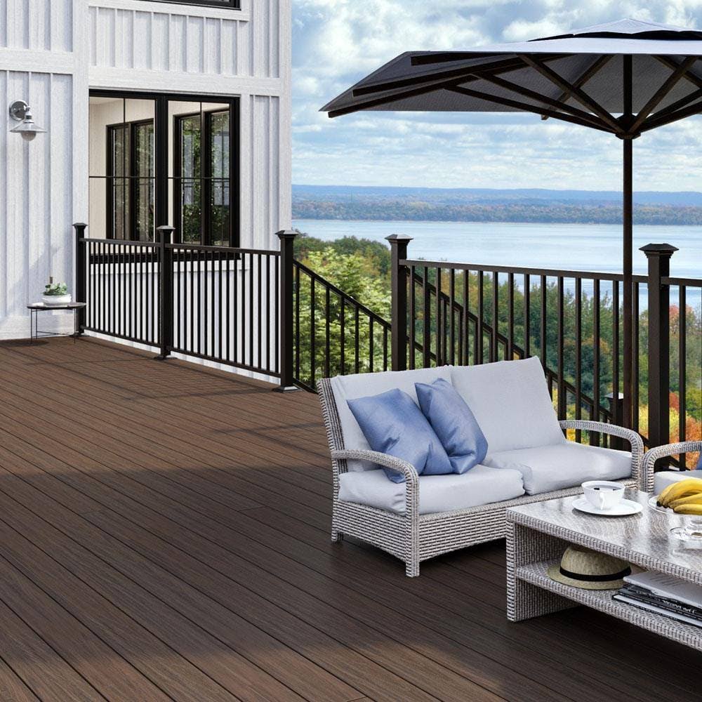 Deckorators 6-ft x 2.25-in x 36-in Matte Black Aluminum Deck Rail Kit Square Balusters Included Assembly Required 346941