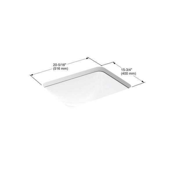 White Rectangle Undermount Bathroom Sink by Kohler Caxton.