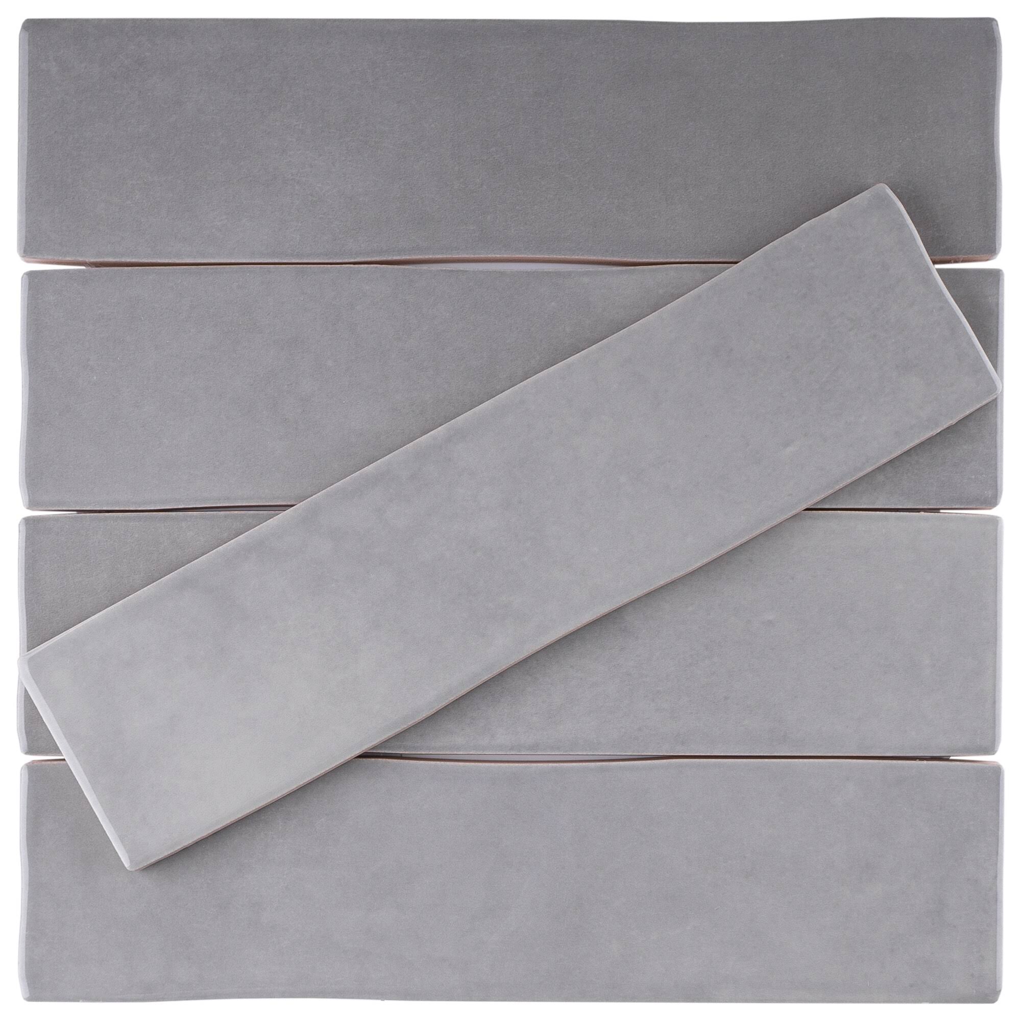 MOLOVO Kezma Gris Gray 2.95 in. x 11.81 in. Polished Ceramic Subway Wall Tile (6.03 Sq. ft./Case)