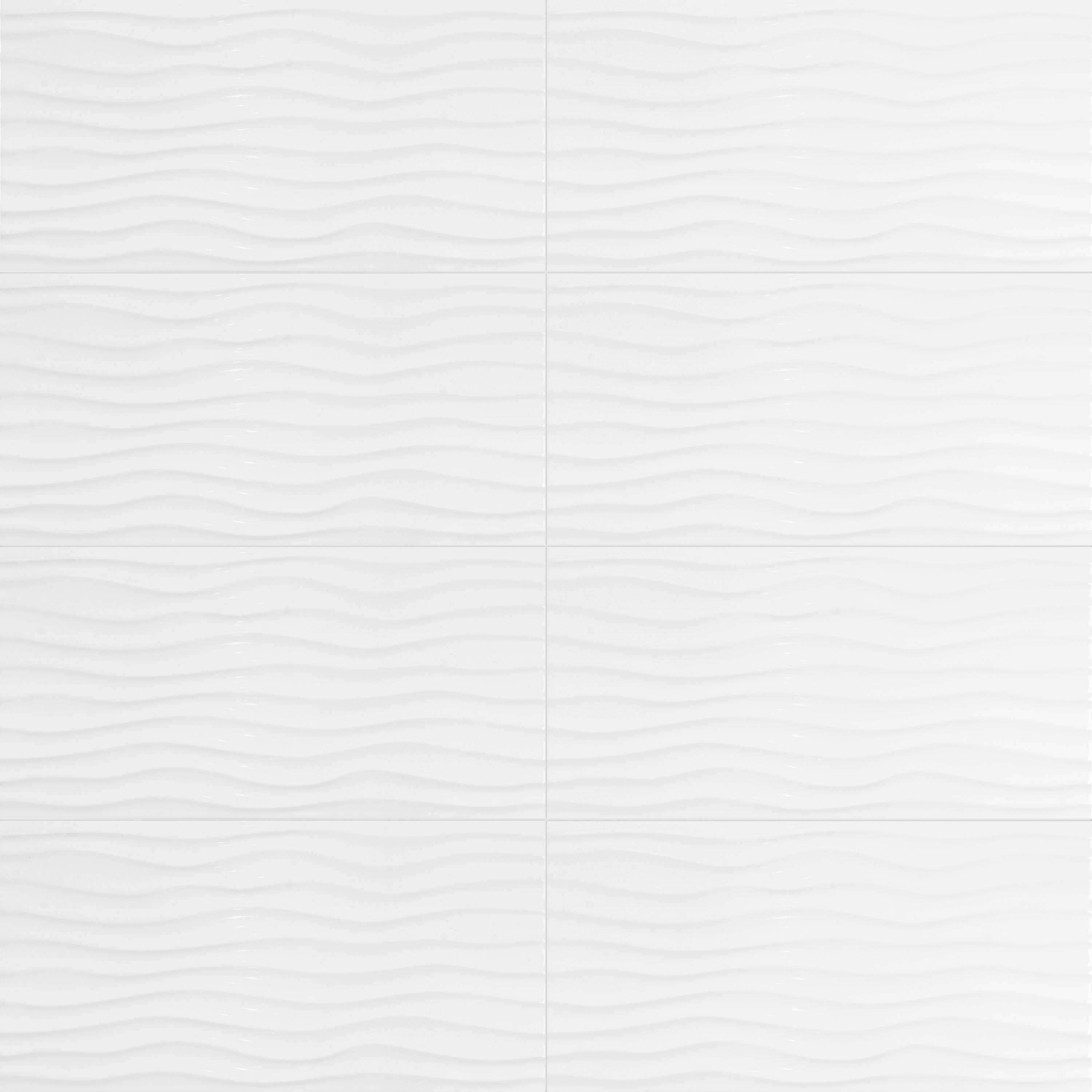 Satori Hudson Brilliant White Motion Glossy 12-in x 24-in Glossy Ceramic Wall Tile (1.93-sq. ft/ Piece)