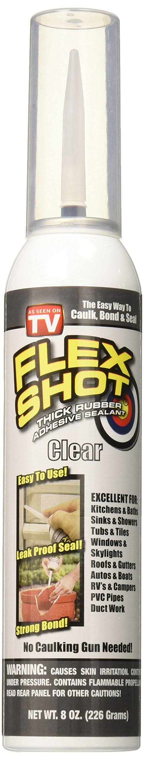 Flex Shot Rubber Sealant, Clear, 8 oz.