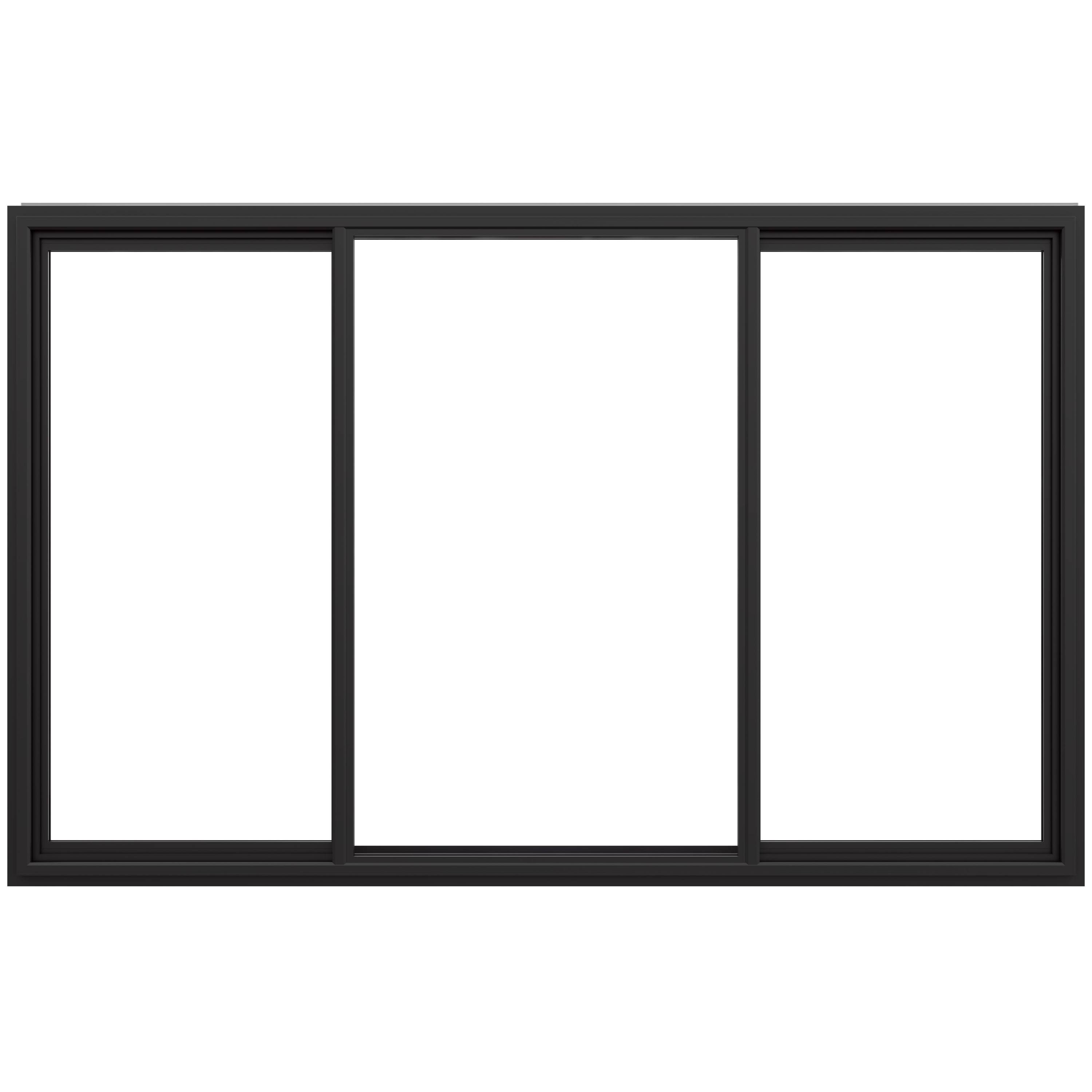 JELD-WEN FiniShield V-4500 95.5-in x 59.5-in x 3-in Jamb Both-operable Vinyl Black Sliding Window Full Screen Included | LOWOLJW234900151