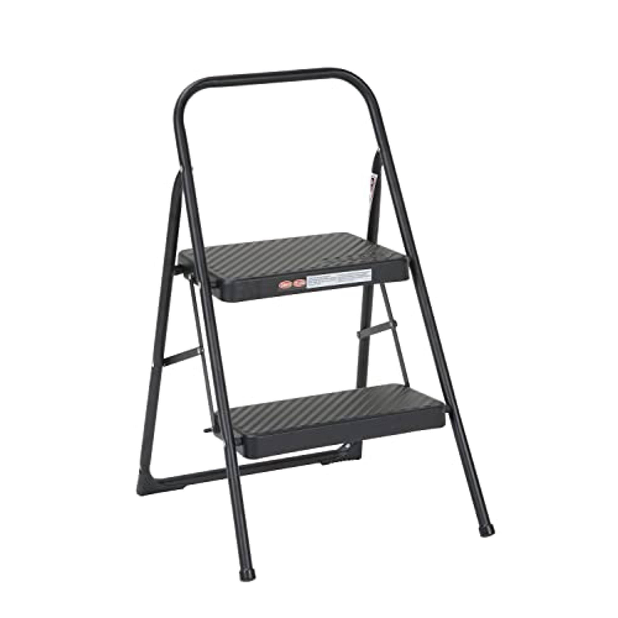 Cosco 2-Step Household Folding Step Stool All Black