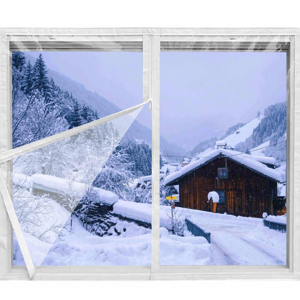 Wellco 35.5 in. x 59 in. Indoor Window Insulation Kit with Zipper for Winter Keep Cold Out, White