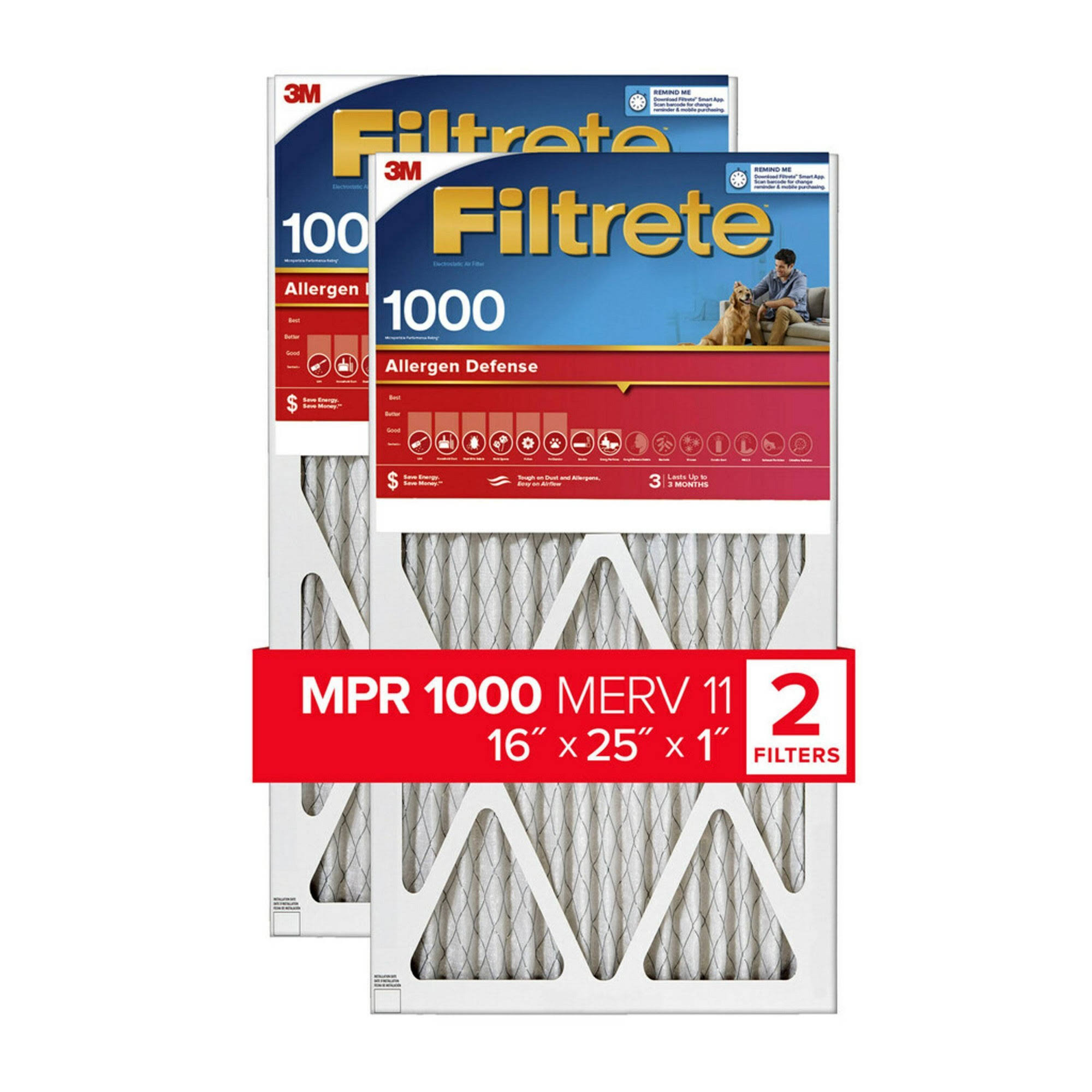 16x25 Filter Filtrete Allergen 2pk