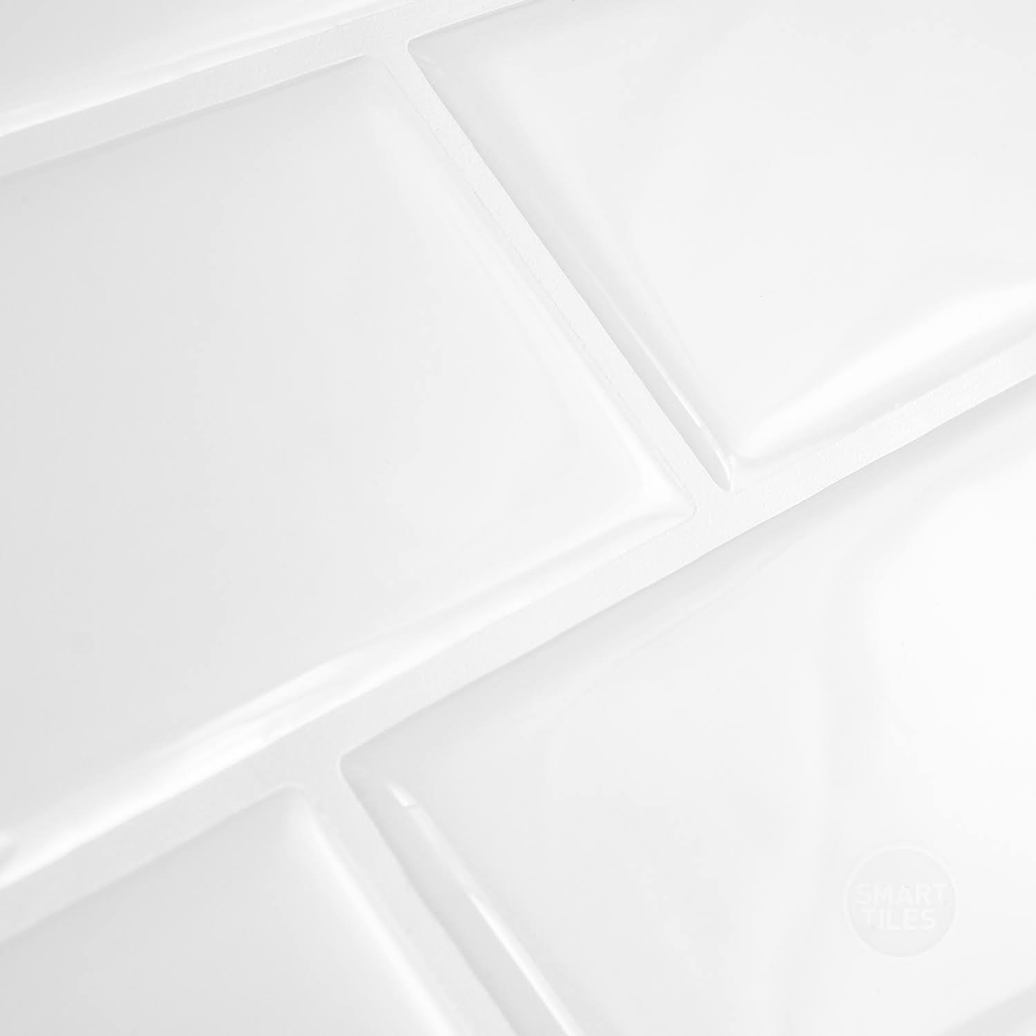 Smart Tiles Subway White 10.95 in. W x 9.70 in. H Peel and Stick Decorative Mosaic Wall Tile Backsplash (4-Pack)