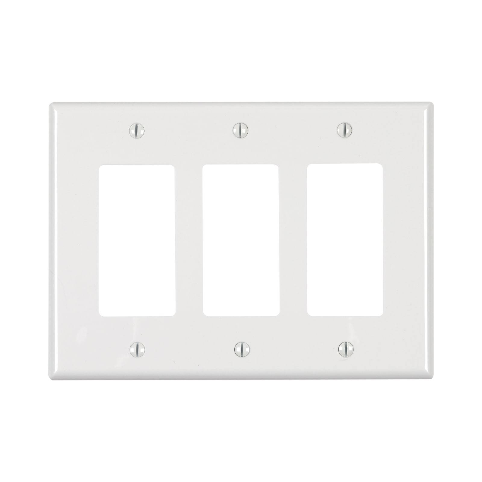 Leviton White 3 Gang Thermoplastic Nylon Decora/GFCI Wall Plate 1