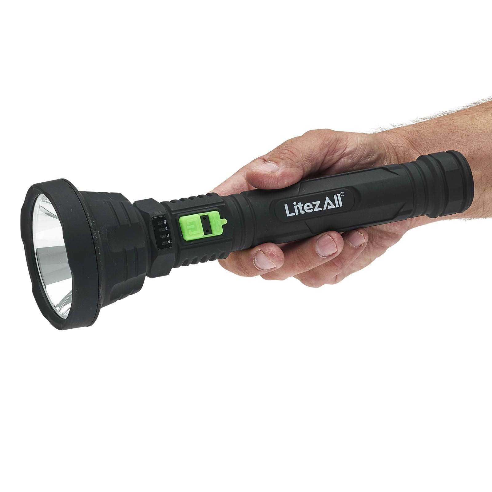 LitezAll Rechargeable ultac2 1000 Lumen LED Flashlight with Battery Meter