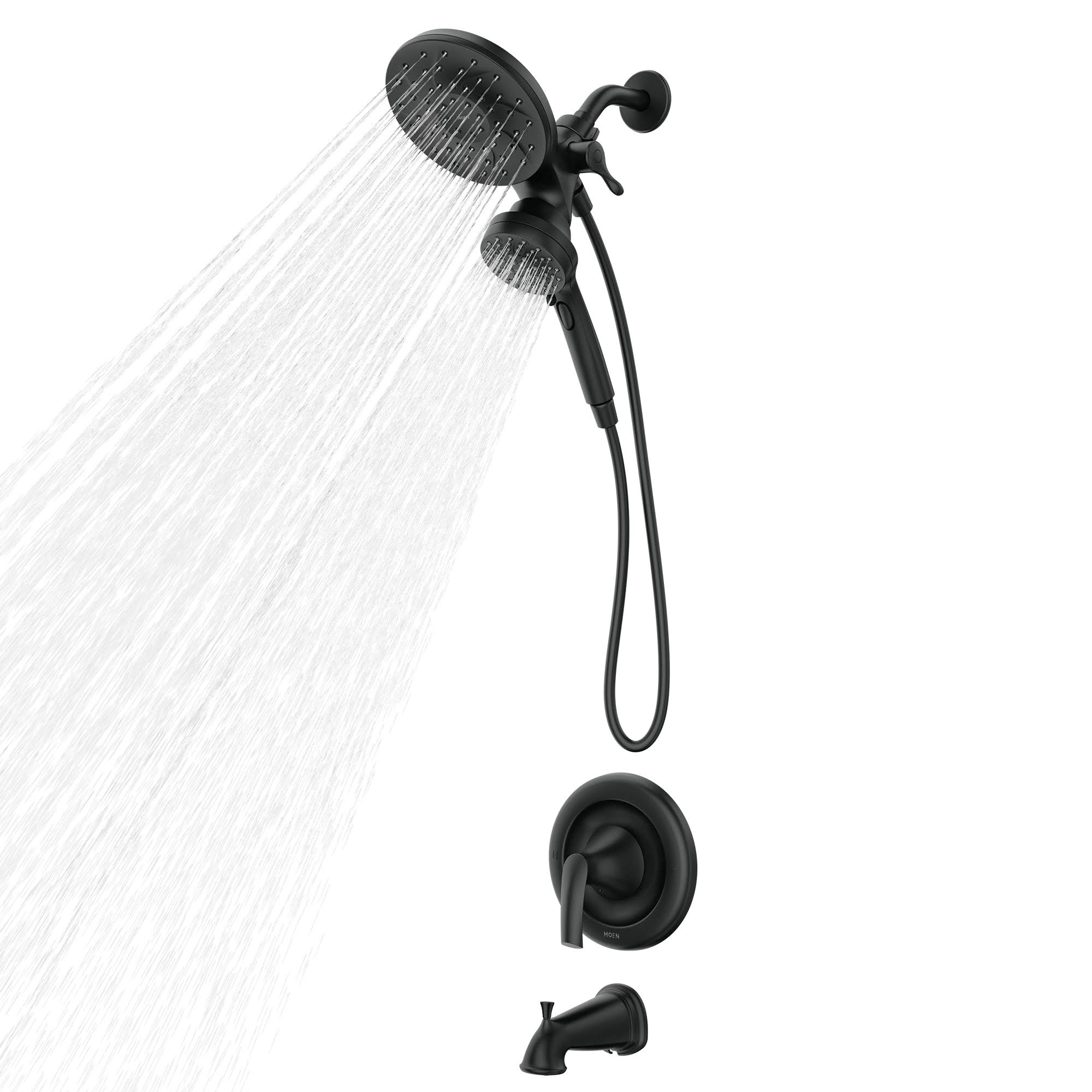 Moen Magnetix Graeden Handheld and Shower Head Combo, Matte Black 1-Handle Multi-Head Round Bathtub and Shower Faucet Valve Included 82137BL