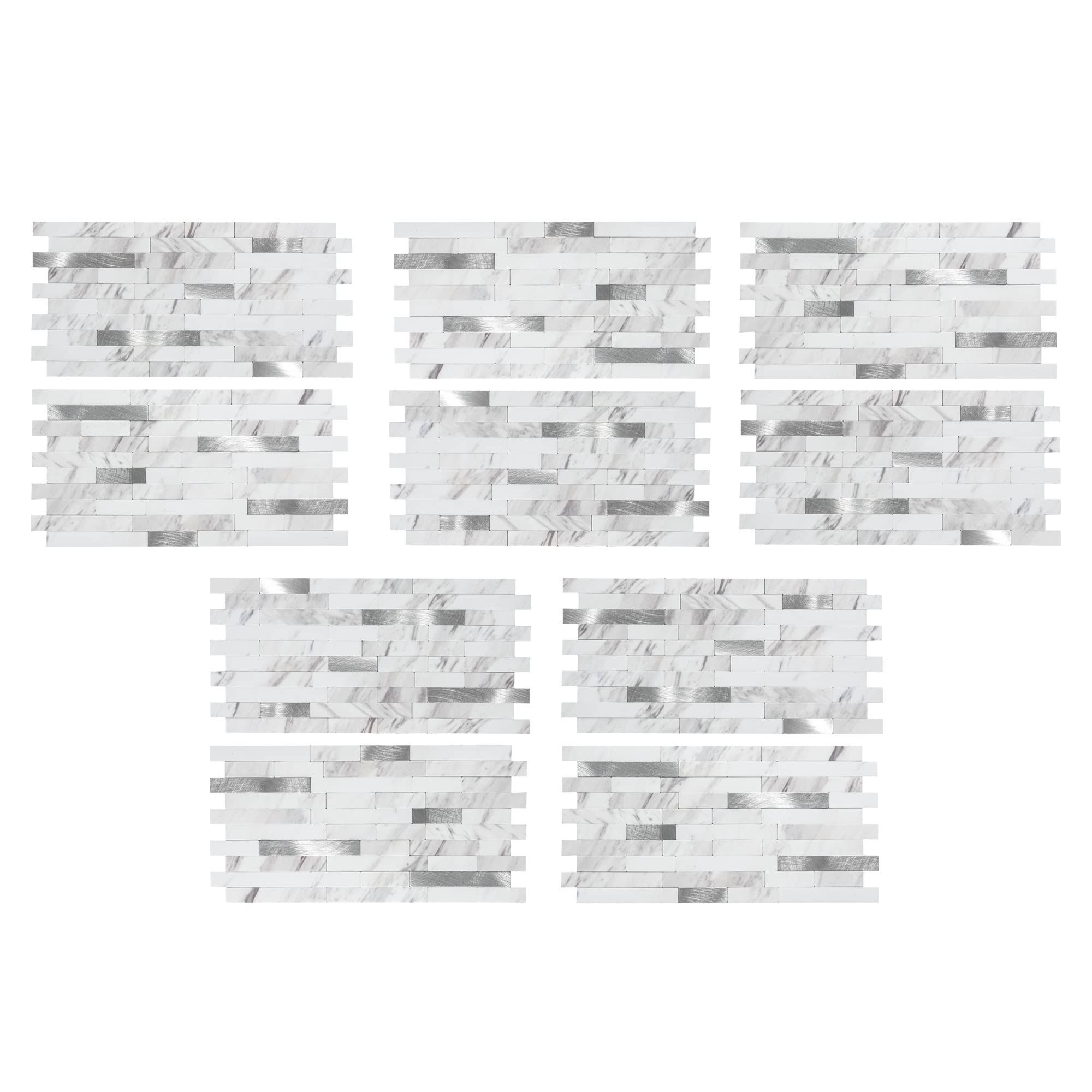 Aspect Peel & Stick Collage Tile 5-Pack, Marble Shine