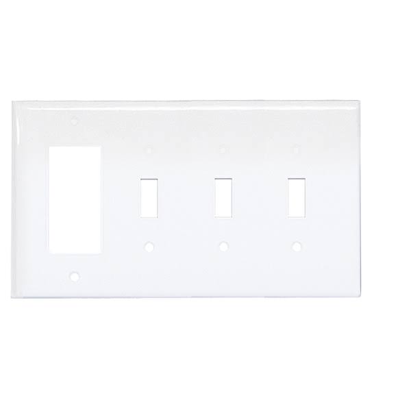 Leviton P326 W 4 Gang 3 Toggle 1 Decora/GFCI Device Combination Wallplate, White