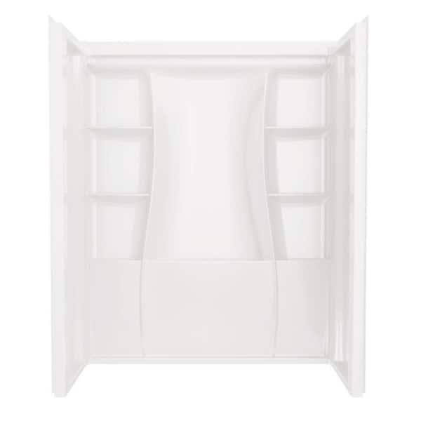 Delta Classic 500 30 in. L x 60 in. W x 72 in. H Alcove Shower Kit with Shower Wall and Shower Pan in High Gloss White