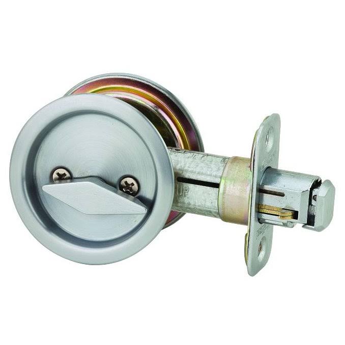 Kwikset 335 Round Privacy Pocket Door Lock- Stainless Steel
