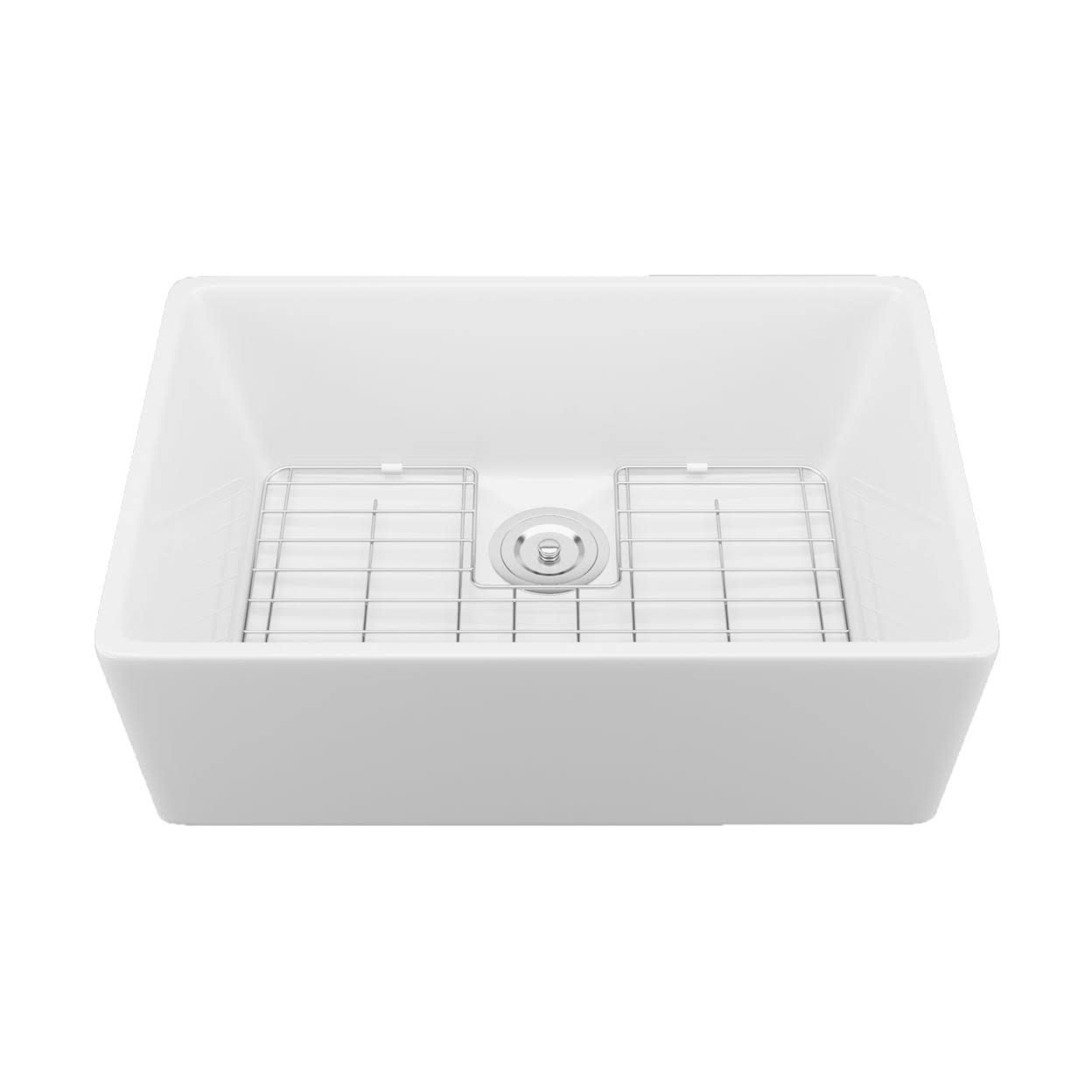 DeerValley DV-1K116 White 24 inch Farmhouse Sink with Bottom Grid and Strainer,Apron Sink Single Bowl Ceramic Sink,Small Kitchens Sinks