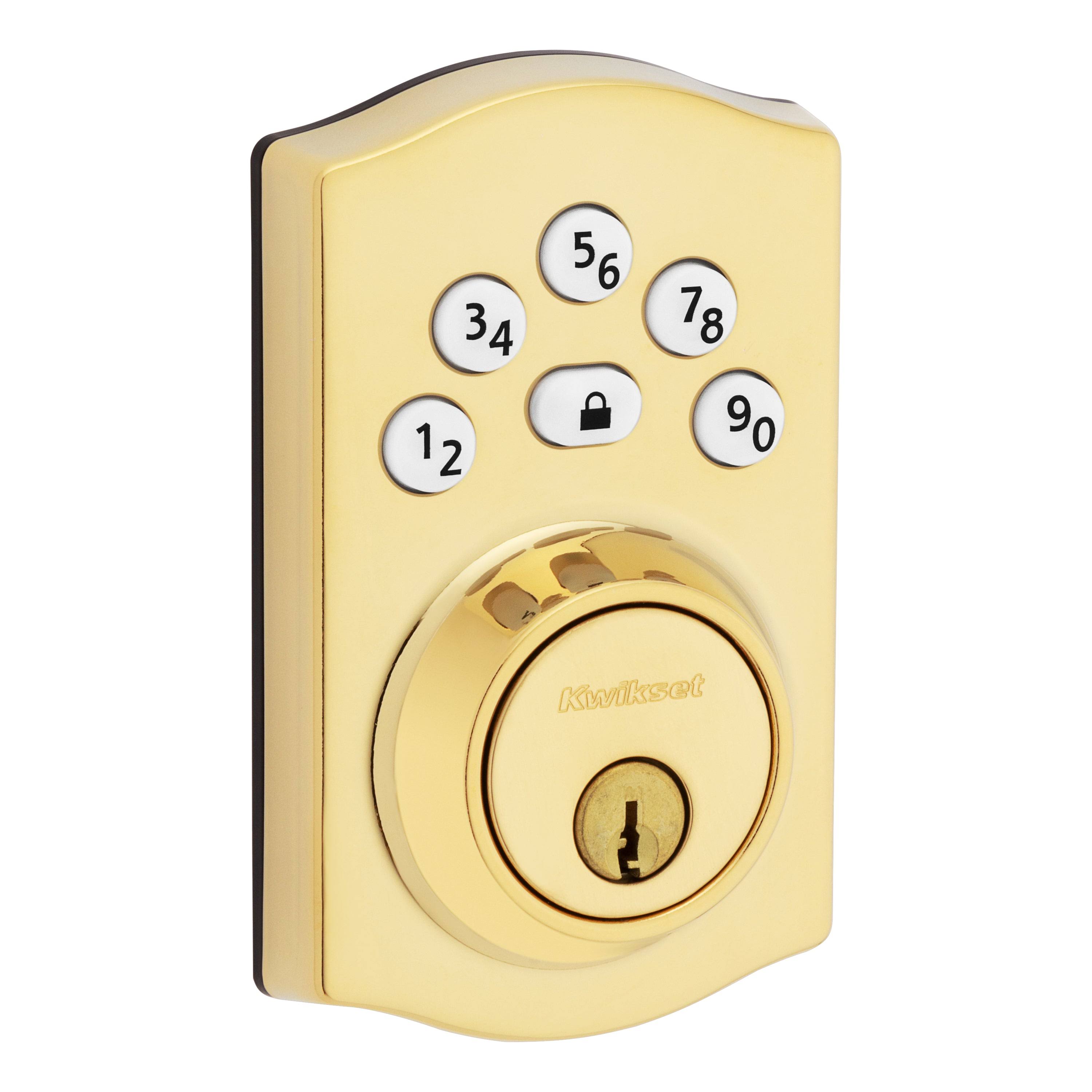 Kwikset Powerbolt Polished Brass Zinc Electronic Deadbolt