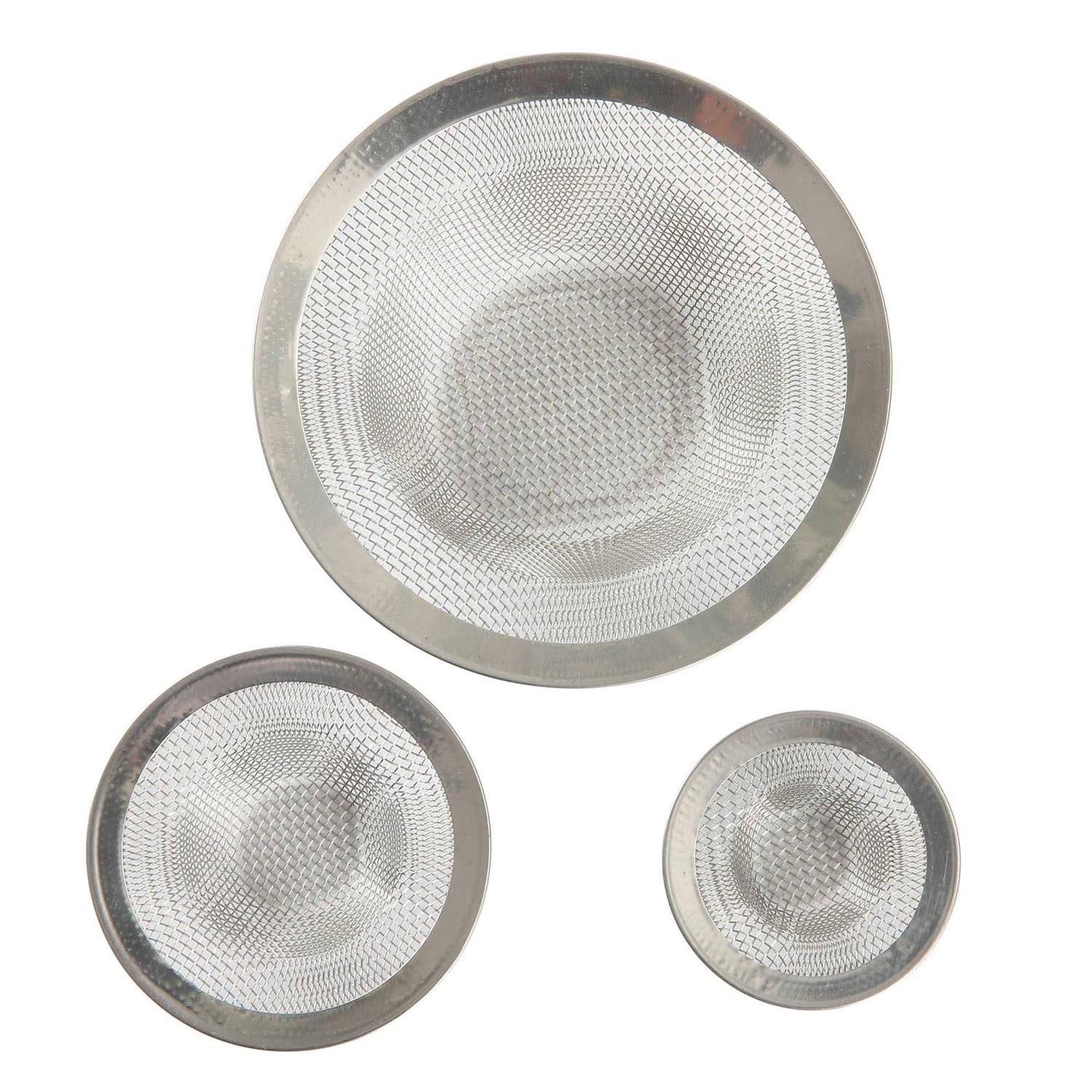 Mainstays Multiple Stainless Steel Mesh Drain Strainers- Silver- 3 Pack