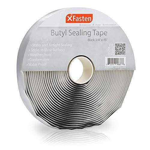 XFasten Black Butyl Seal Tape, 3/4 inch x 45 Feet, 1/8 inch Thick, Leak Proof Putty Tape for RV Repair, Window, Boat Sealing, Glass and EDPM Rubber