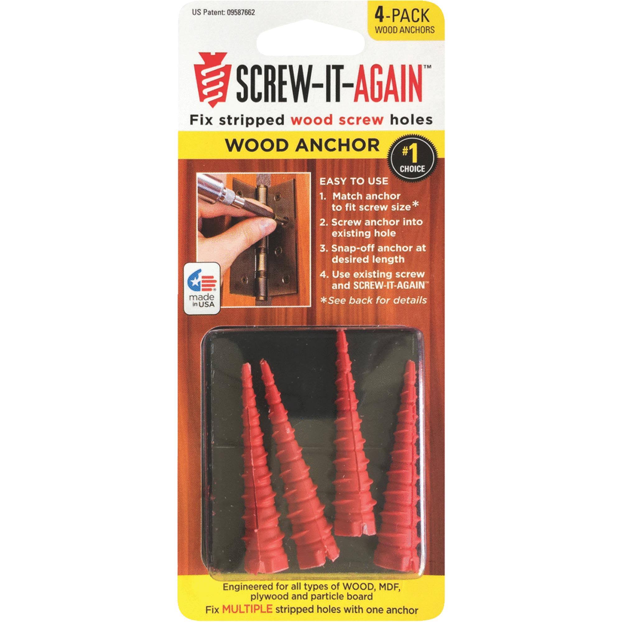 Screw-It-Again Wood Anchor- 4 Pack SIA-4PK
