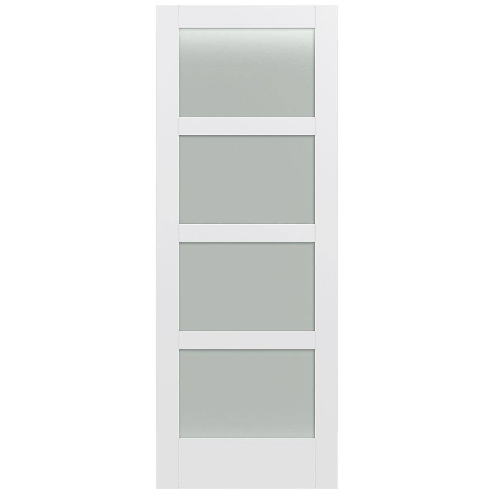 JELD-WEN 36 in. x 96 in. Moda Primed PMT1044 Solid Core Wood Interior Door Slab w/Translucent Glass