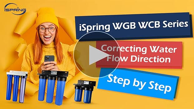 iSpring WGB32BM 3-Stage Whole House Water Filtration System w/ Iron & Manganese Reducing Filter w/ Push-Fit Stainless Steel Hose
