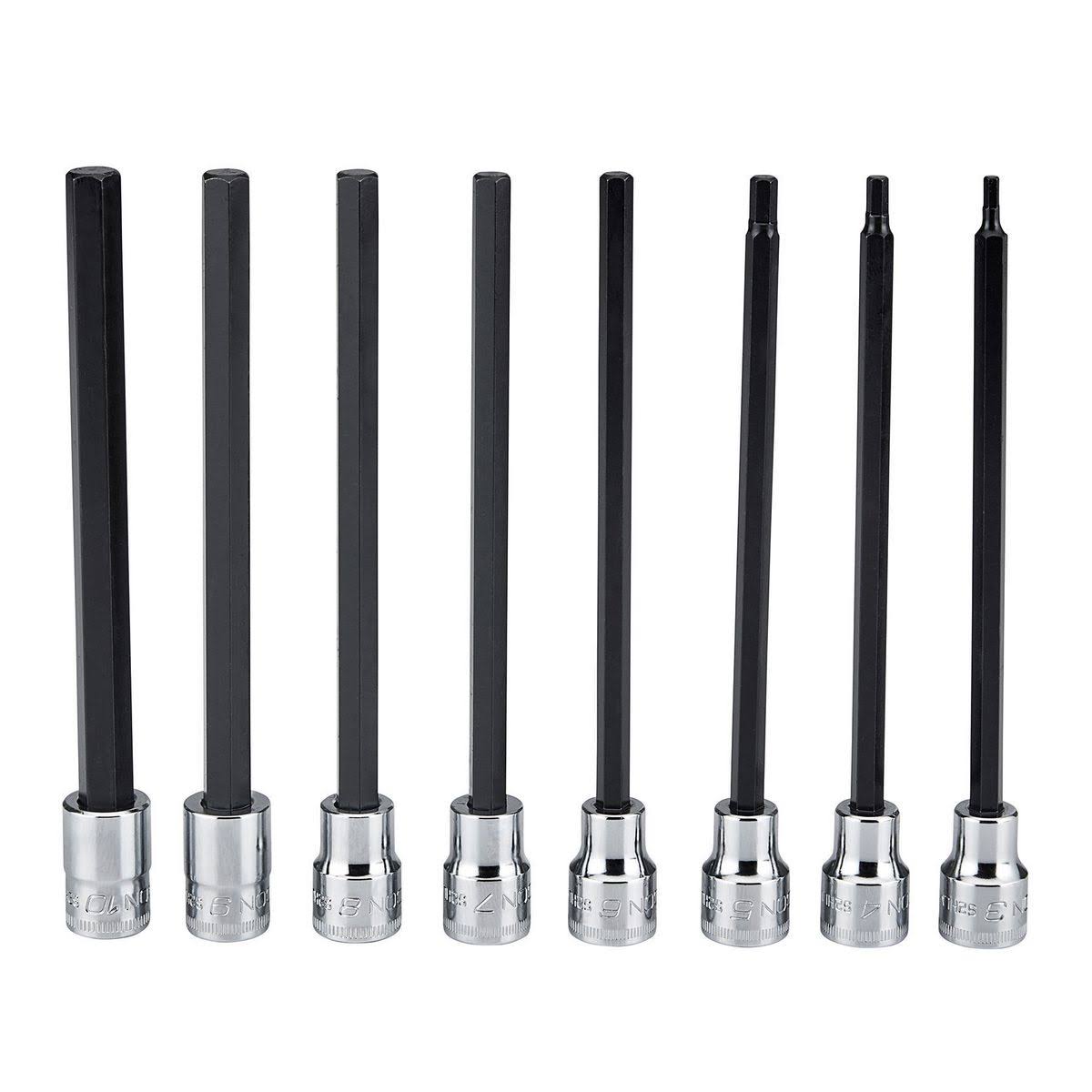 Icon 3/8 in. Drive Metric Professional Long Hex Bit Socket Set, 8 Piece 56583